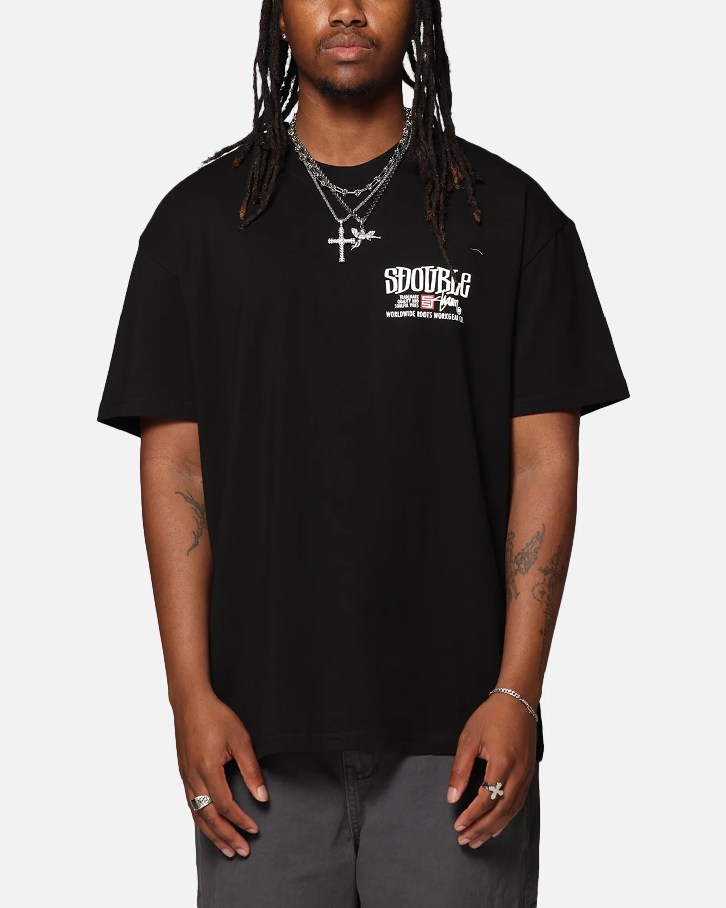 S Double Workgear T-Shirt Black - Image 2