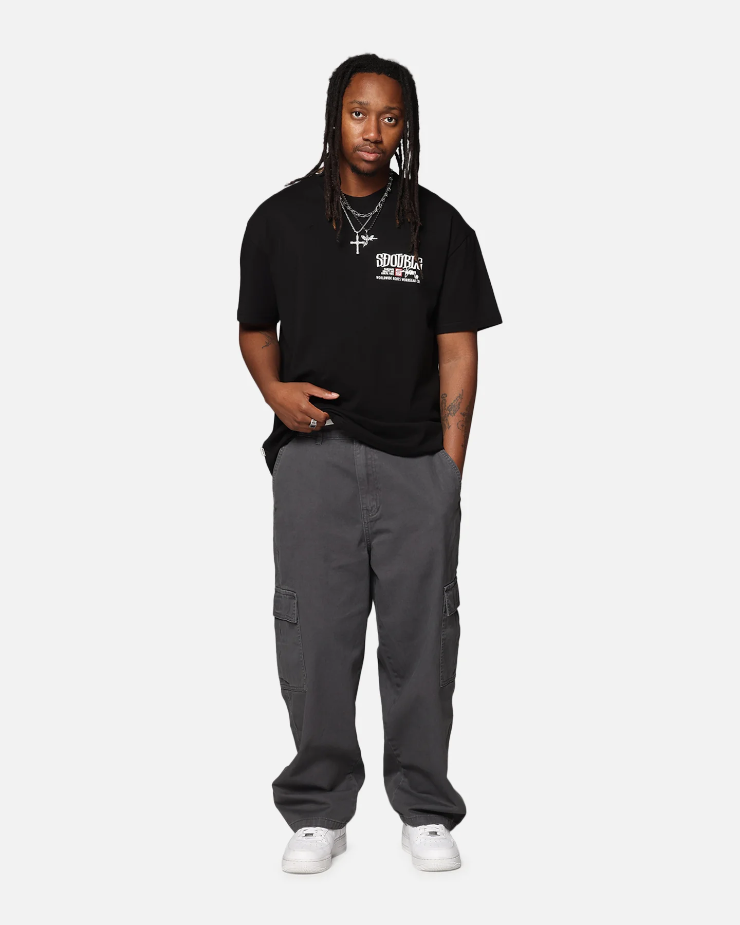S Double Workgear T-Shirt Black - Image 4