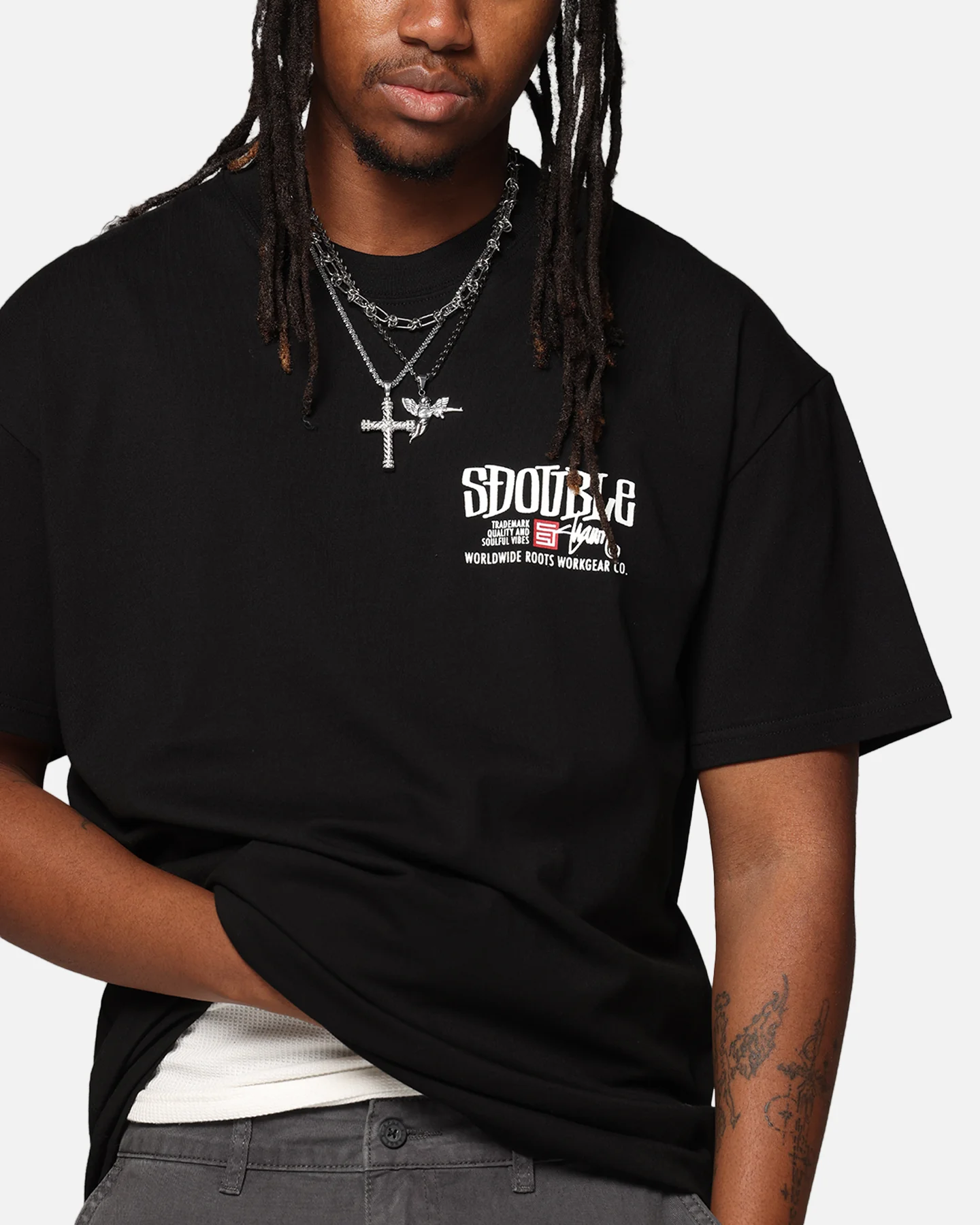 S Double Workgear T-Shirt Black - Image 7