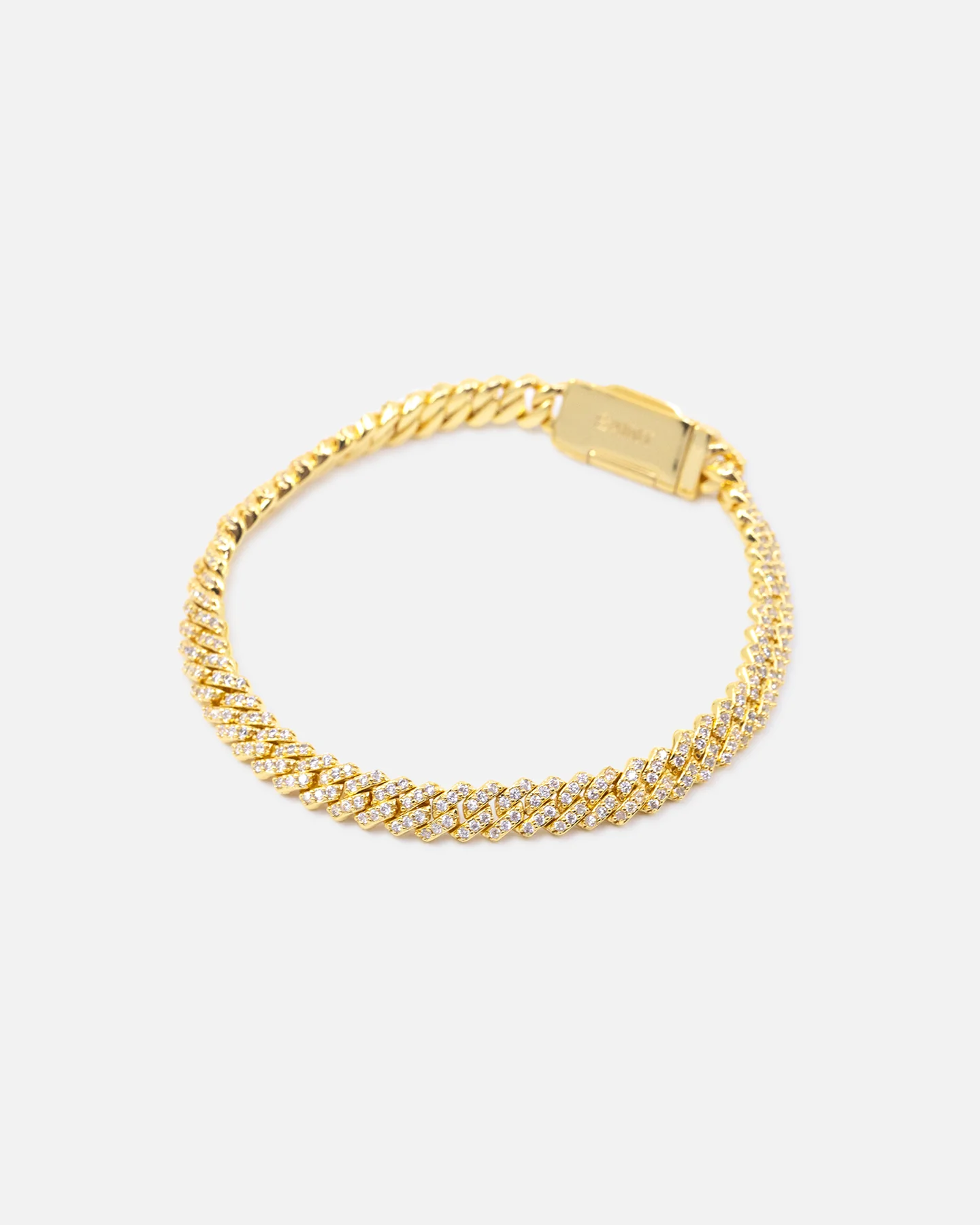 Saint Morta 6mm Iced Cuban Prong Bracelet Iced Gold - Image 2