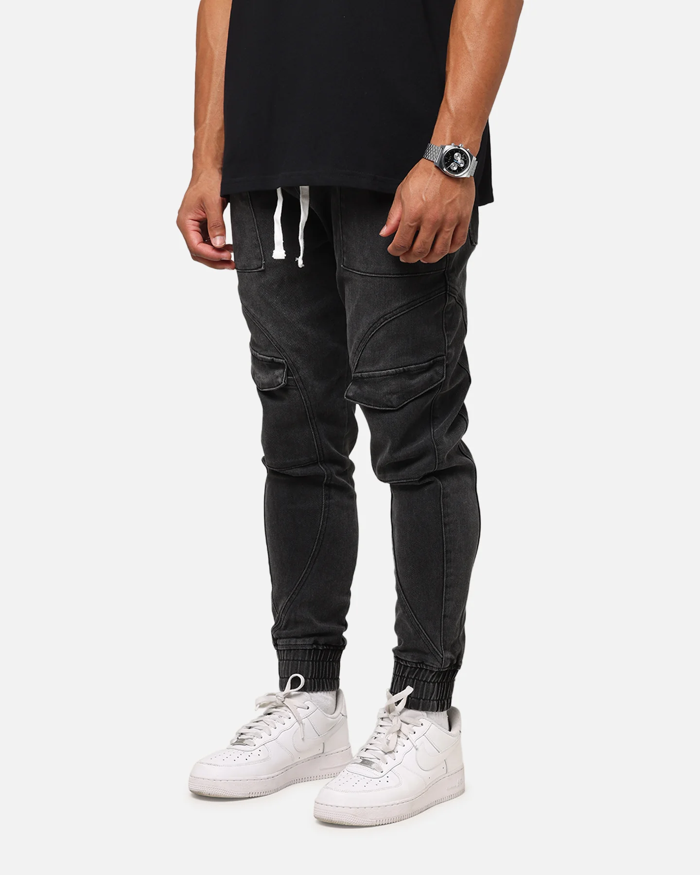 Saint Morta Aera Denim Joggers Black Shadow - Image 6