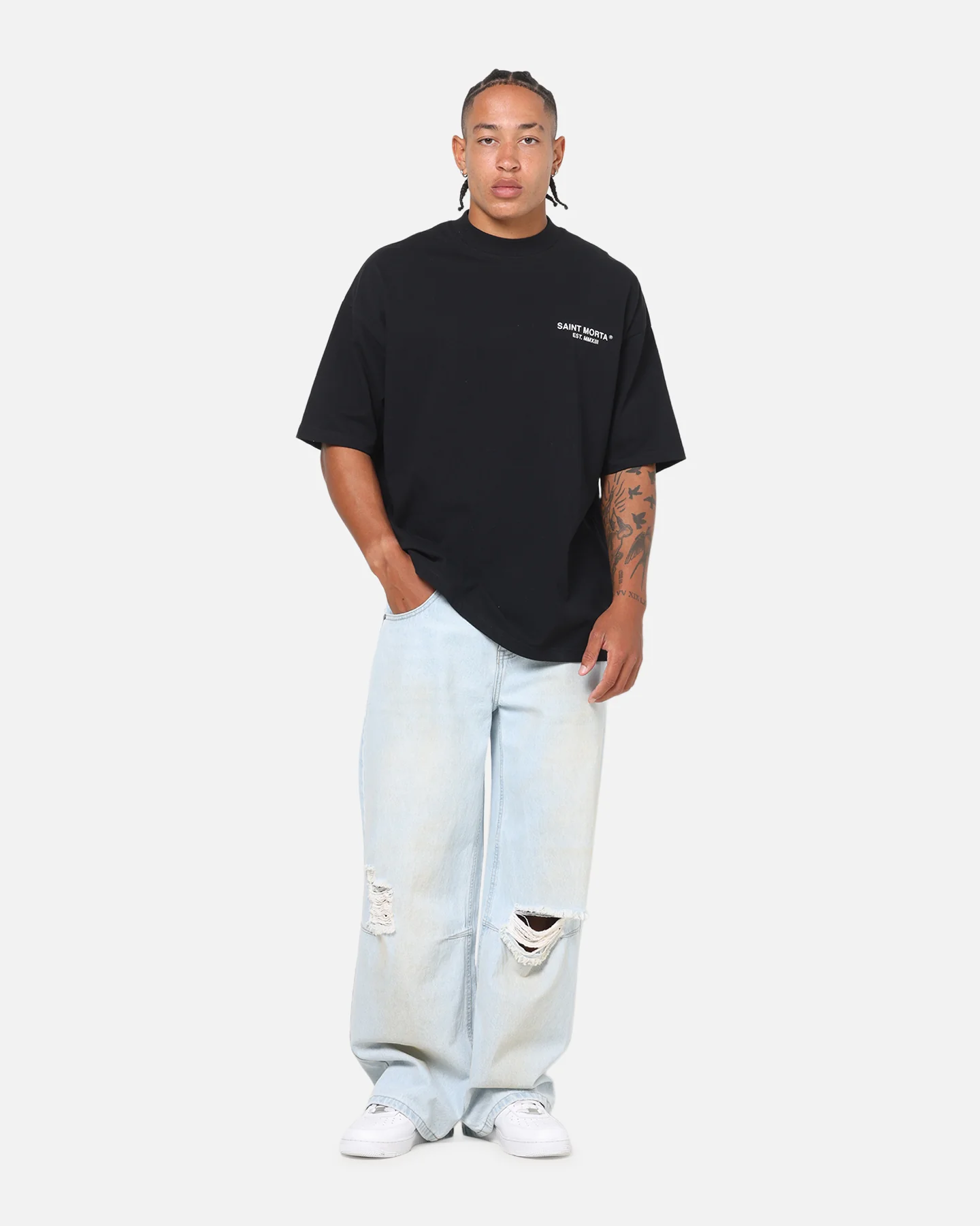 Saint Morta Amplus Distressed Jeans Light Dirty Denim - Image 2