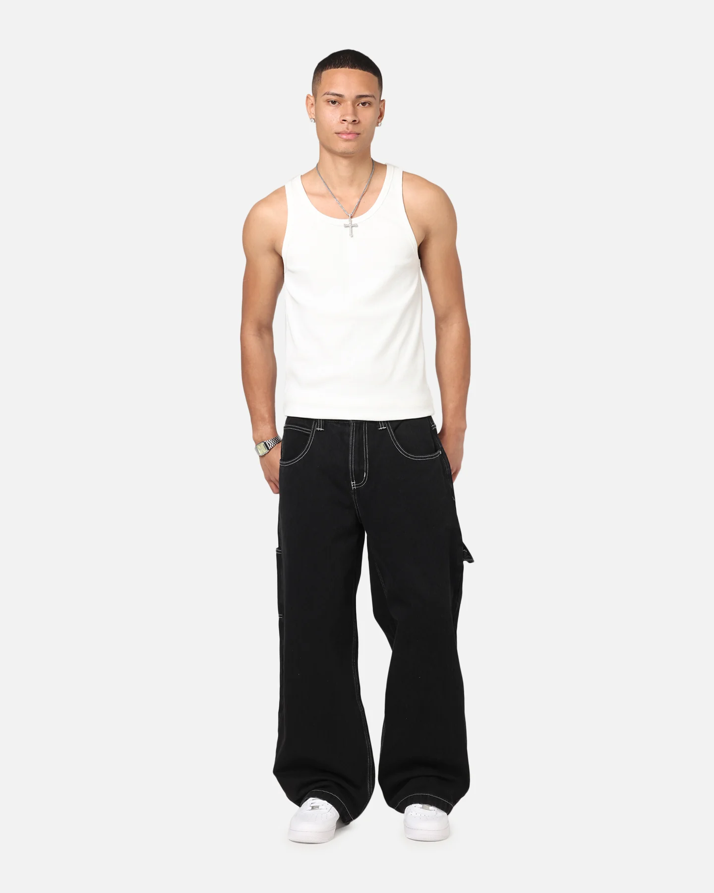 Saint Morta Amplus Fray Carpenter Jeans Contrast Black - Image 2