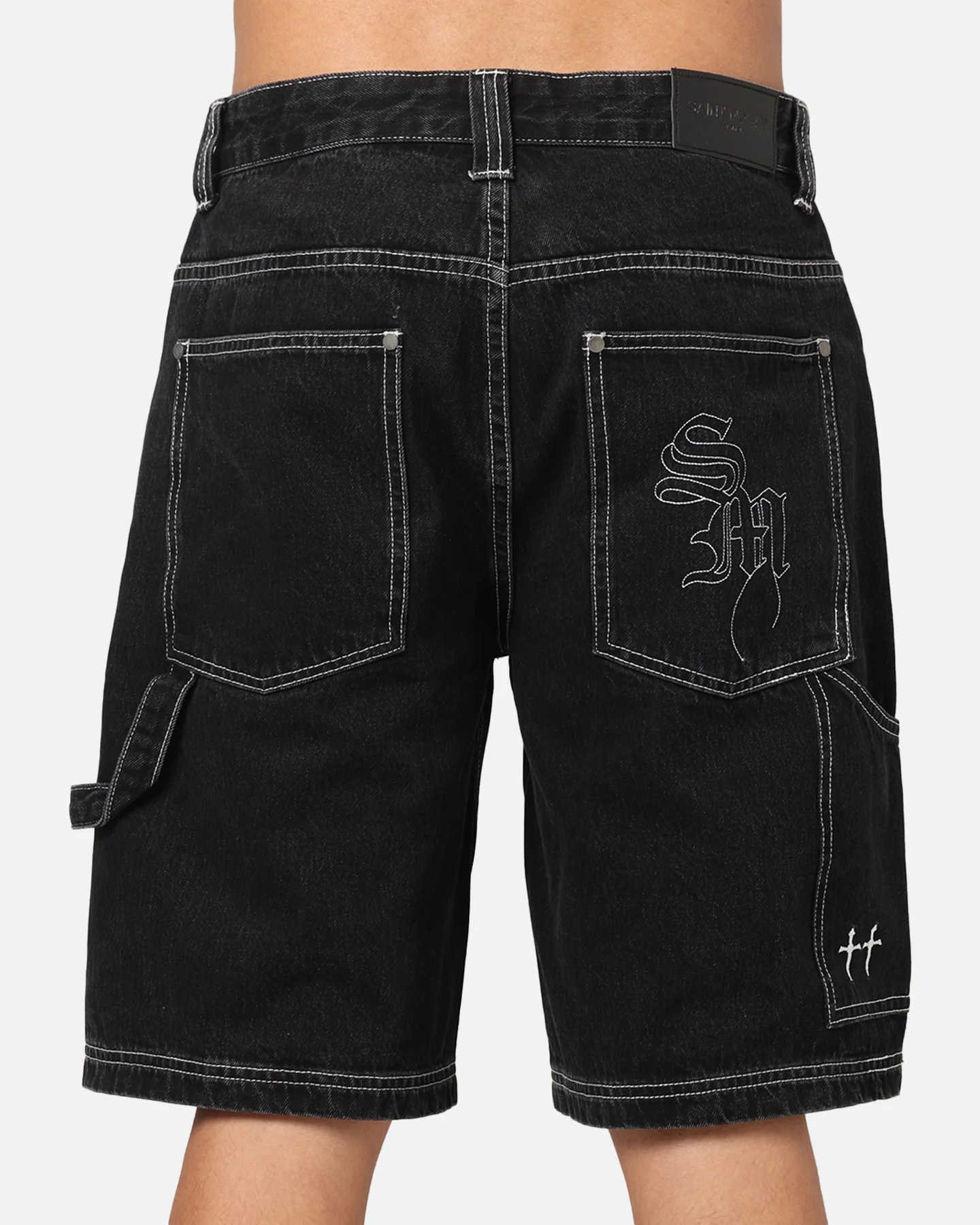 Saint Morta Amplus Fray Carpenter Jort Shorts Contrast Black - Image 8