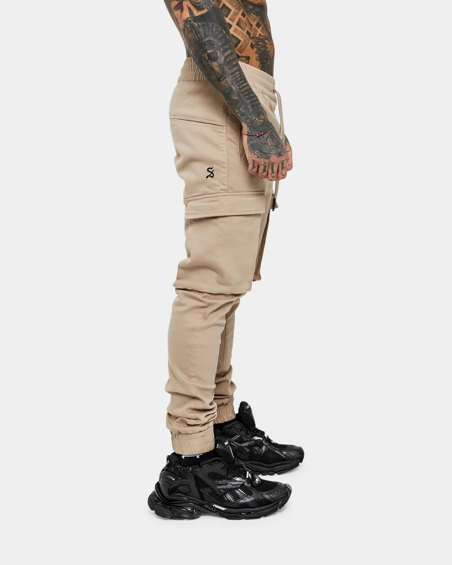 Saint Morta Annex Denim Cargo Joggers Stone - Image 3