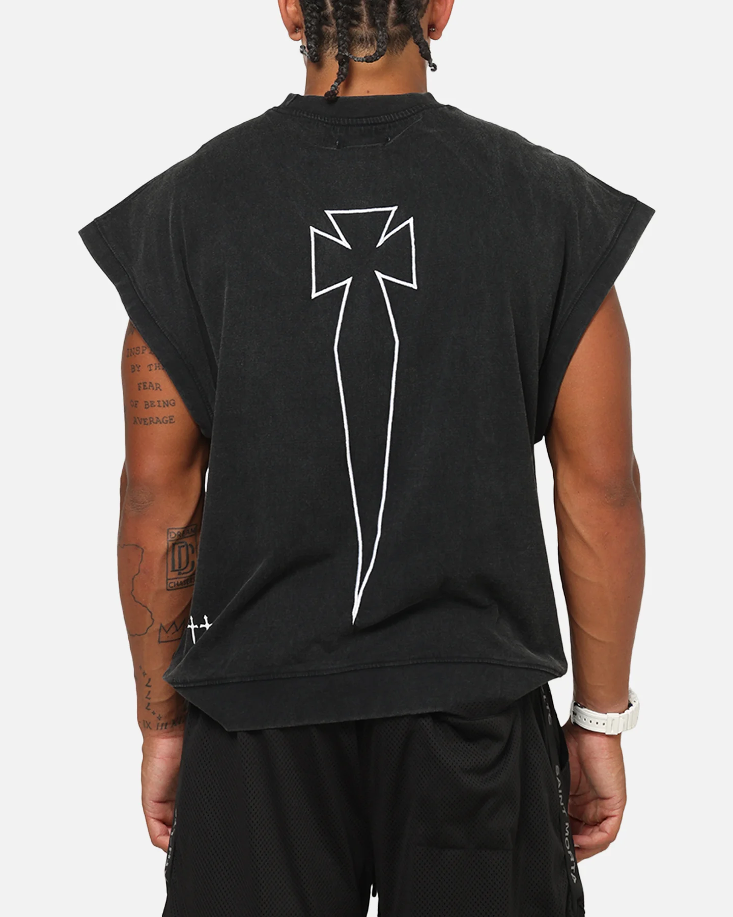 Saint Morta Athletc Cut Off Sweat T-Shirt Washed Black - Image 2