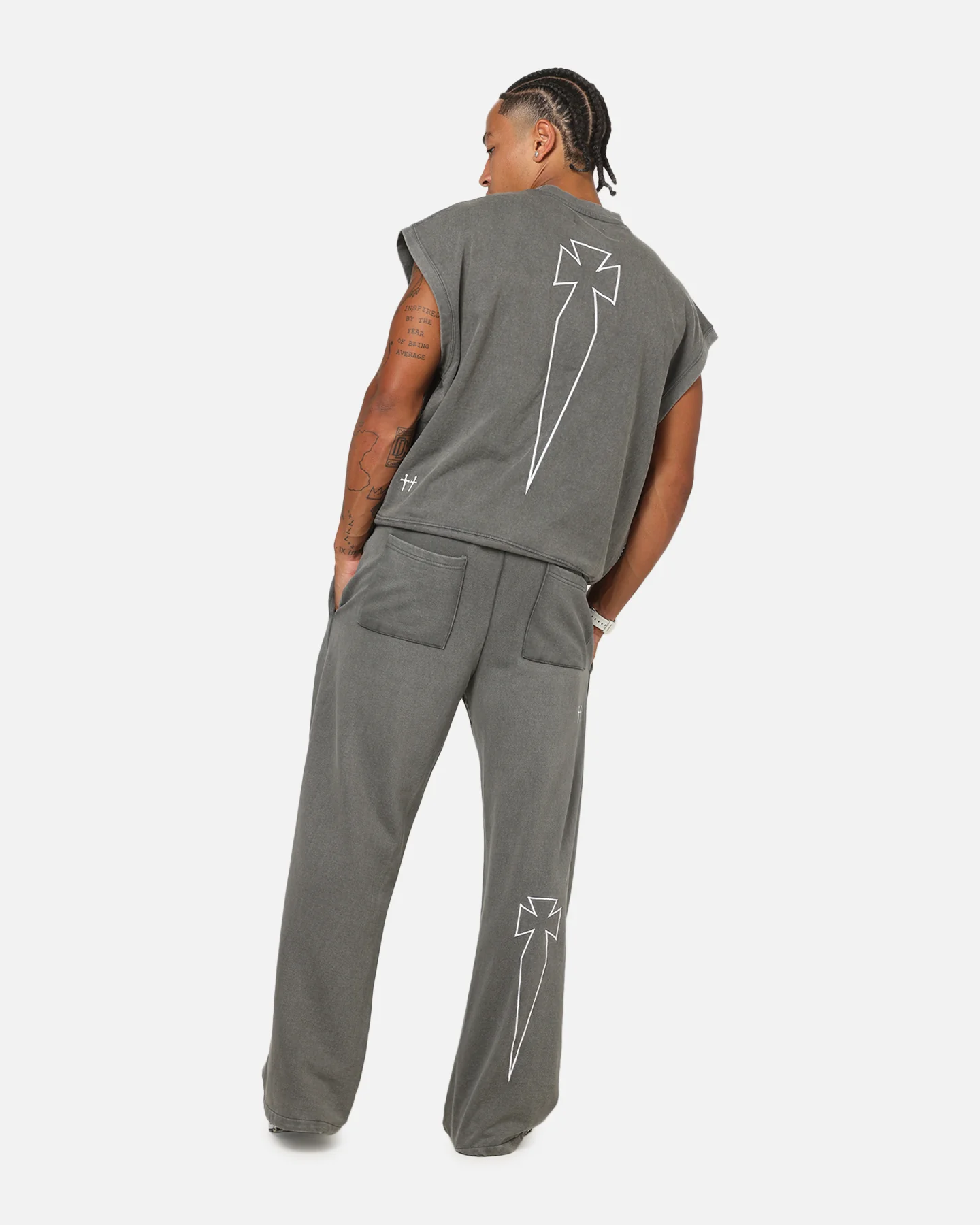 Saint Morta Athletc Cut Off Sweat T-Shirt Washed Charcoal - Image 4