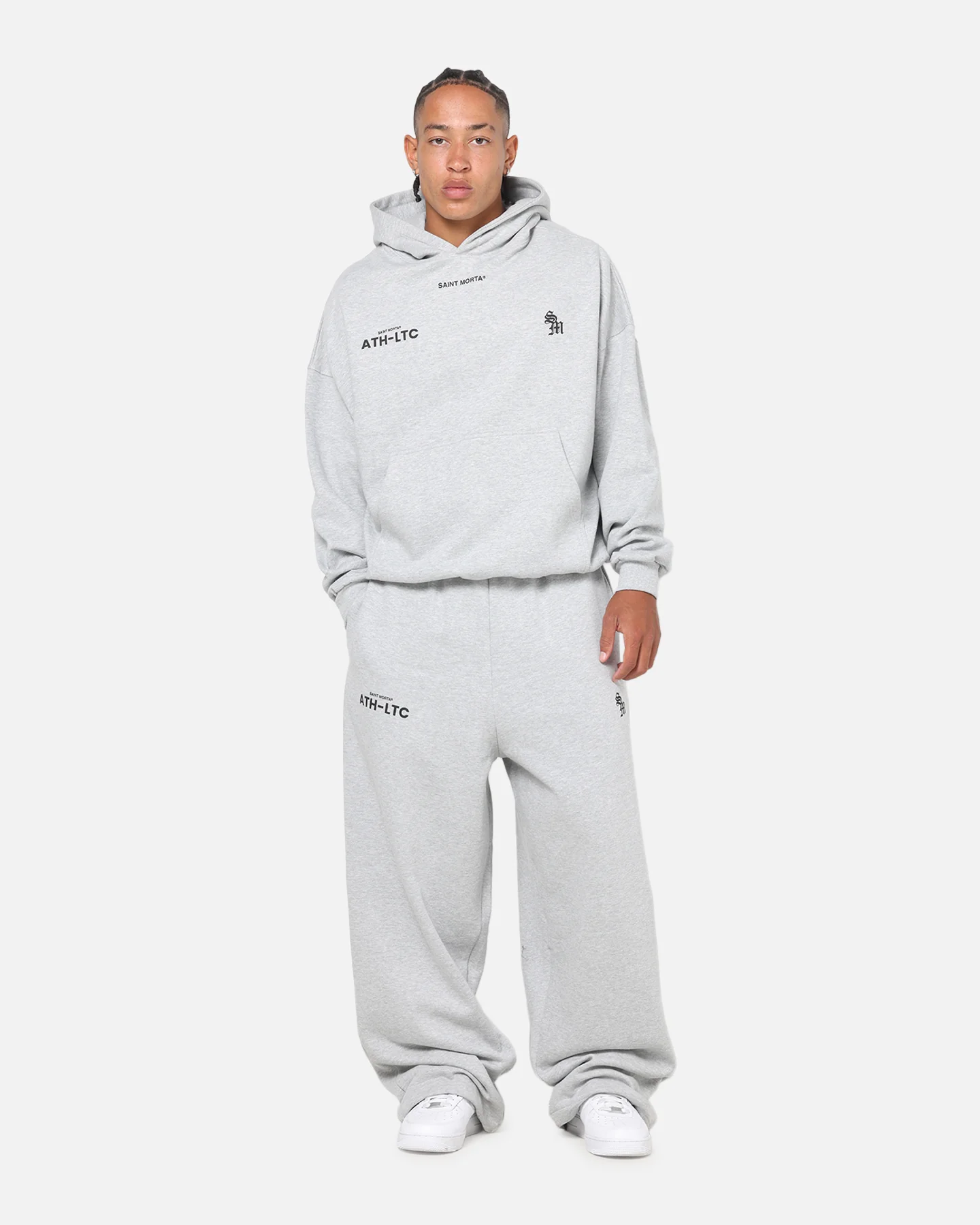 Saint Morta Athltc S2 Boxy Hoodie Grey Marle - Image 2