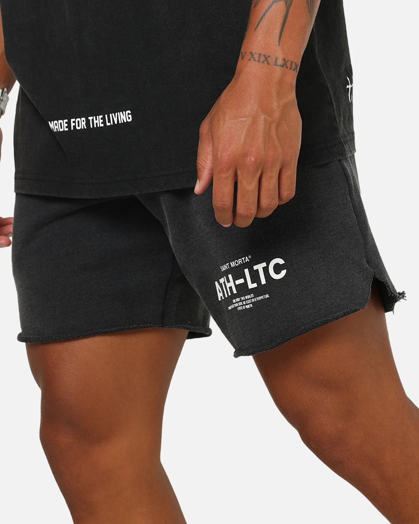 Saint Morta Athltc Sweat Shorts Washed Black - Image 4