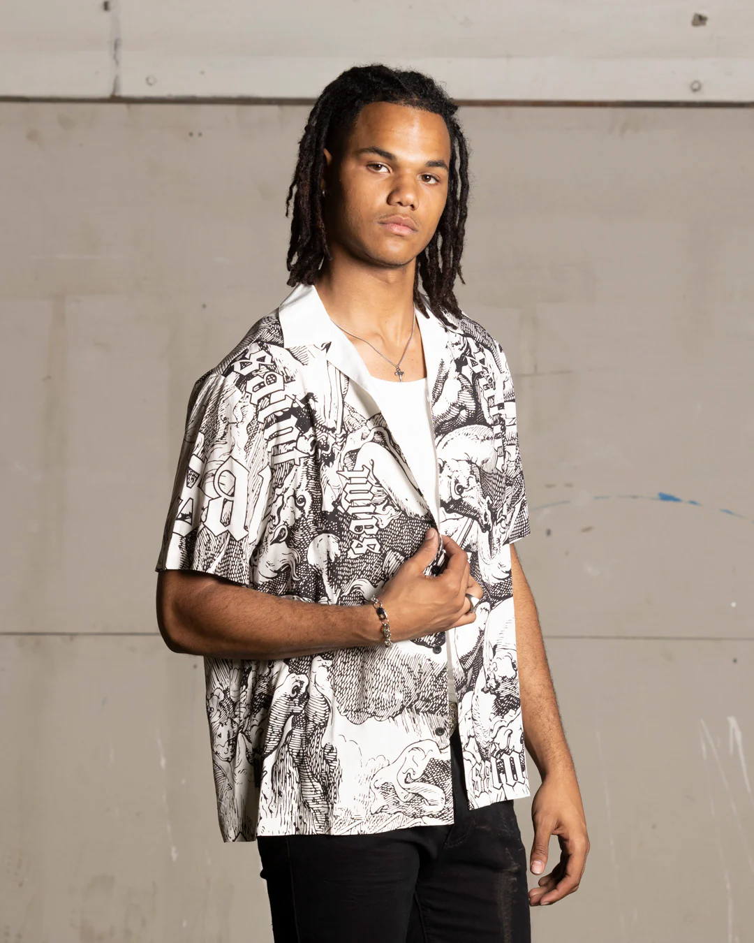 Saint Morta Babylon Short Sleeve Shirt Black/White - Image 3