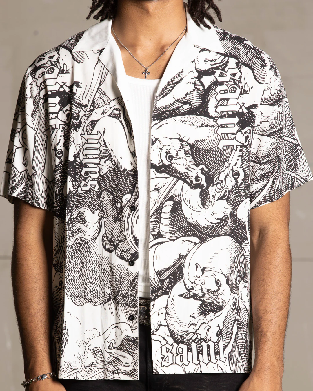 Saint Morta Babylon Short Sleeve Shirt Black/White - Image 5