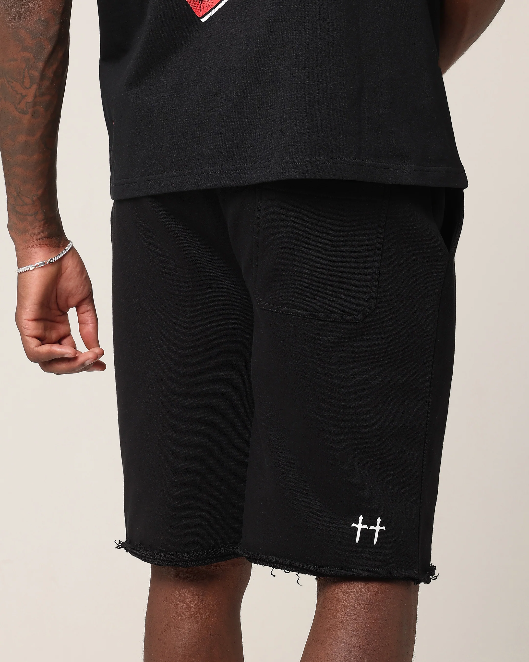 Saint Morta Baggy 90's Sweat Shorts Black - Image 4