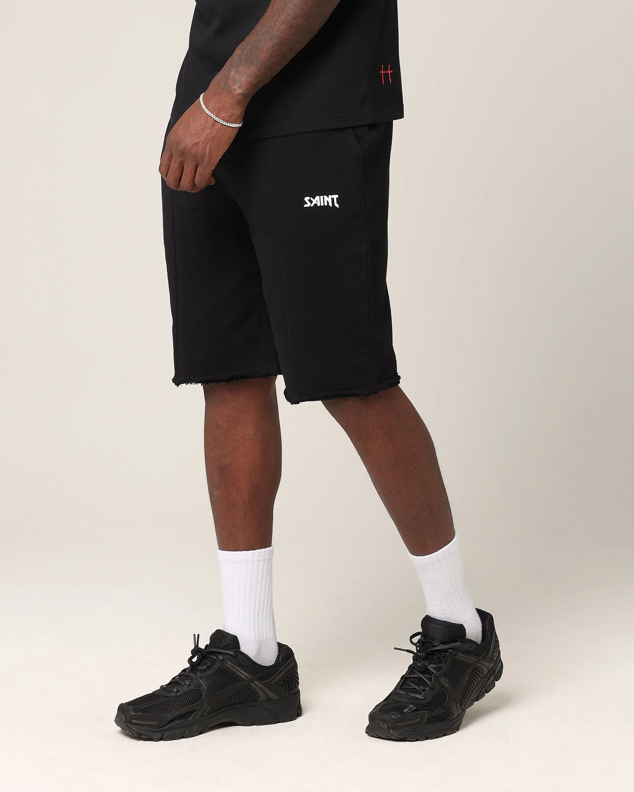 Saint Morta Baggy 90's Sweat Shorts Black - Image 6