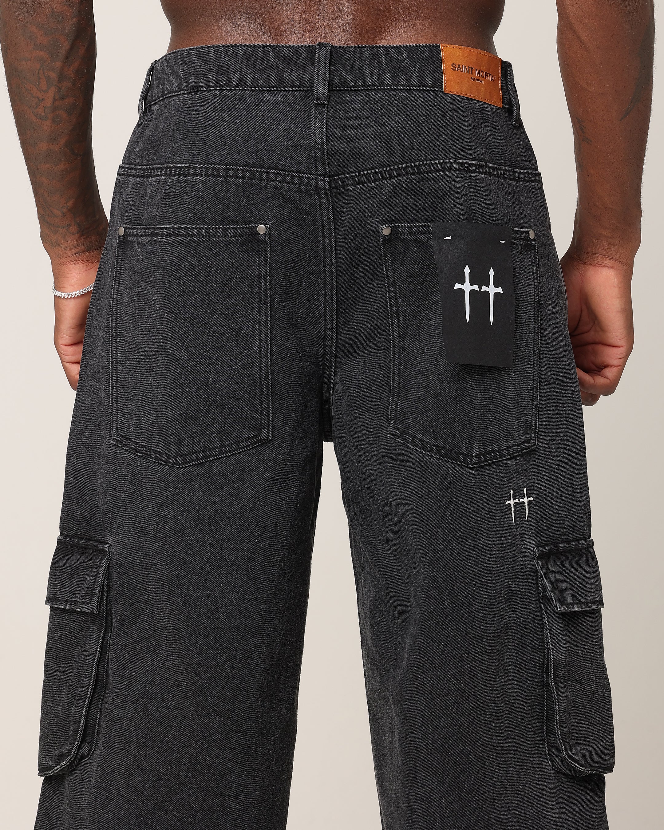 Saint Morta Baggy Workwear Jean Black Shadow - Image 8