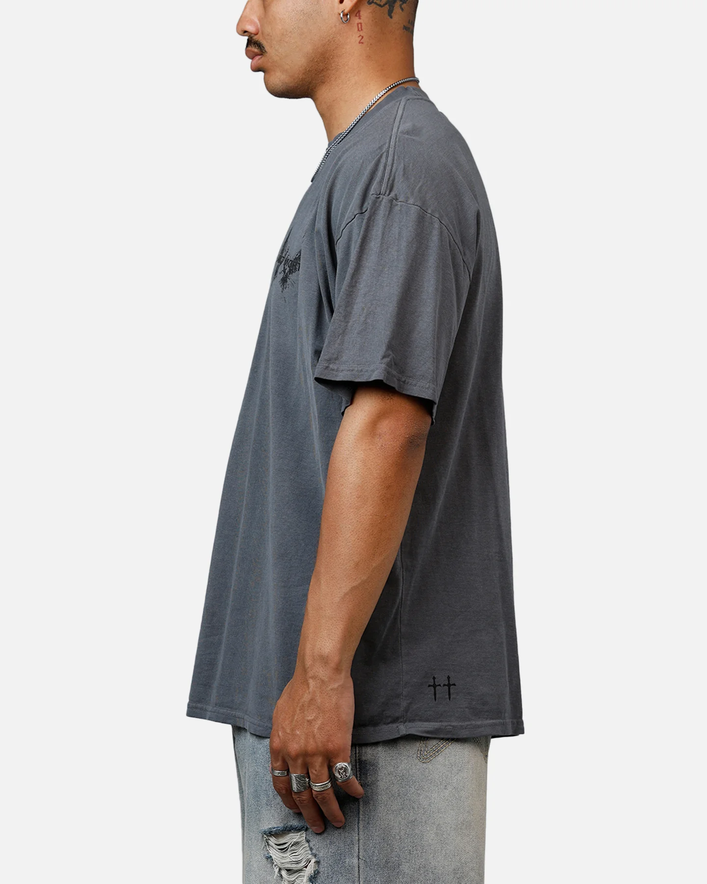 Saint Morta Black Doves Heavyweight T-Shirt Washed Charcoal - Image 5