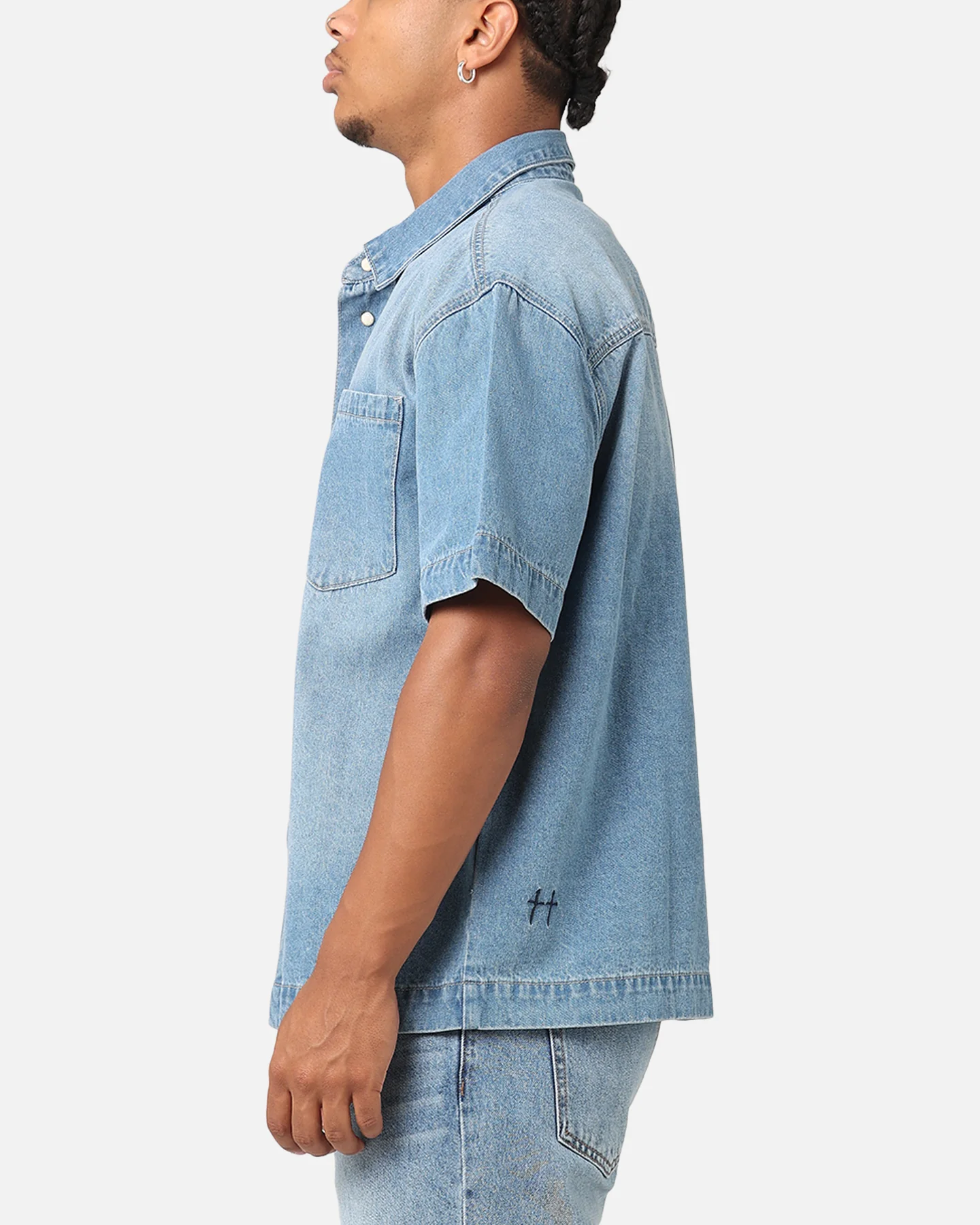 Saint Morta Boxy Denim Shirt Light Blue Denim - Image 5