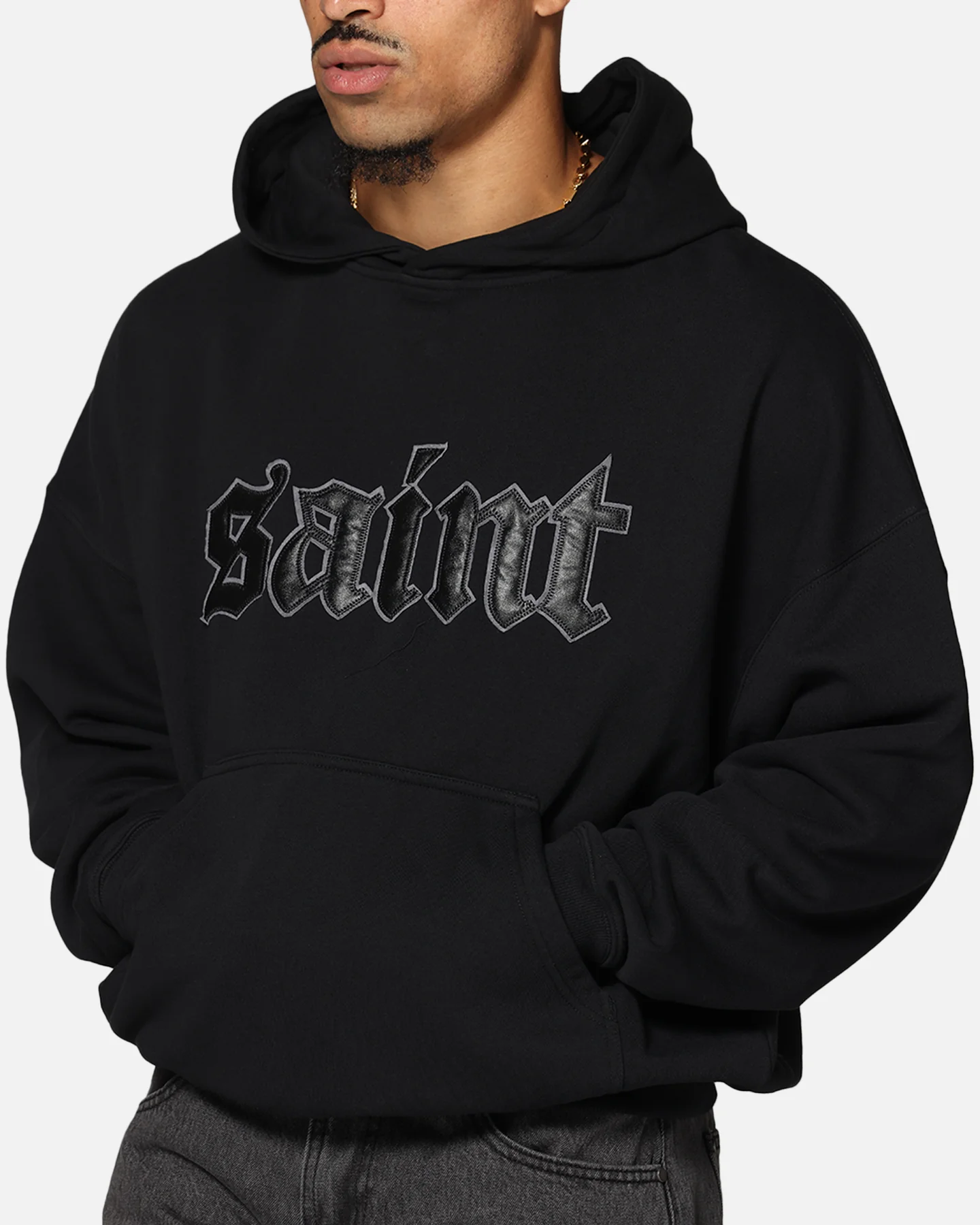 Saint Morta Cambronne Layered Boxy Hoodie Black/Black - Image 6