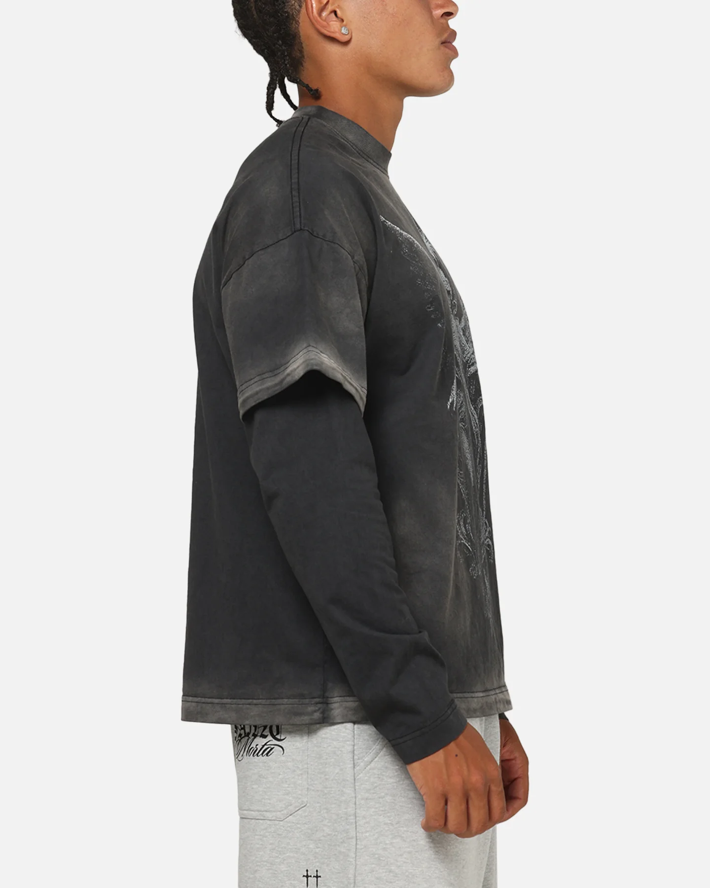 Saint Morta Celestial Layered Long Sleeve T-Shirt Black Wash - Image 5