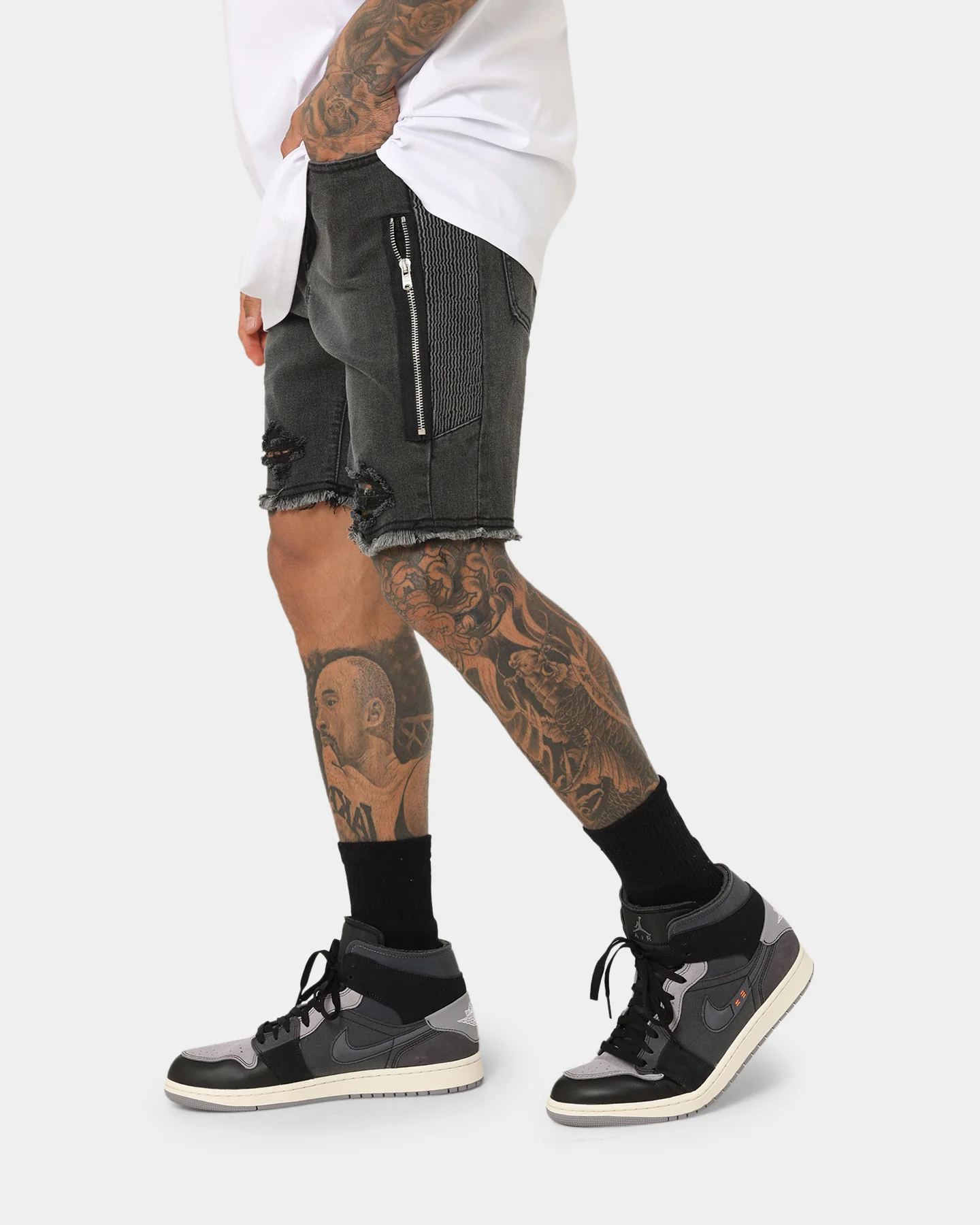 Saint Morta Codex Denim Shorts Vintage Black - Image 6