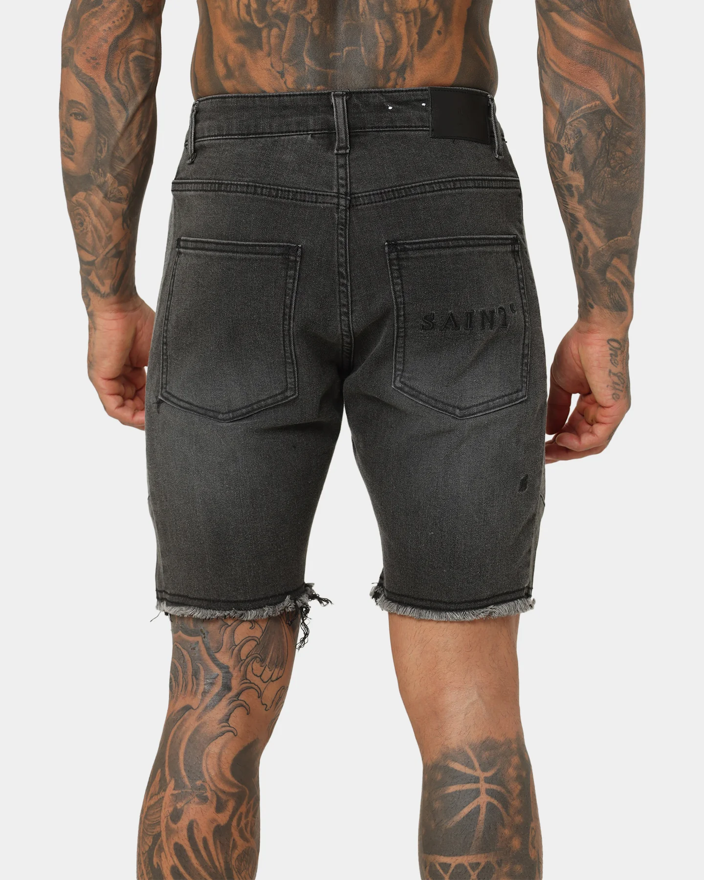 Saint Morta Codex Denim Shorts Vintage Black - Image 8