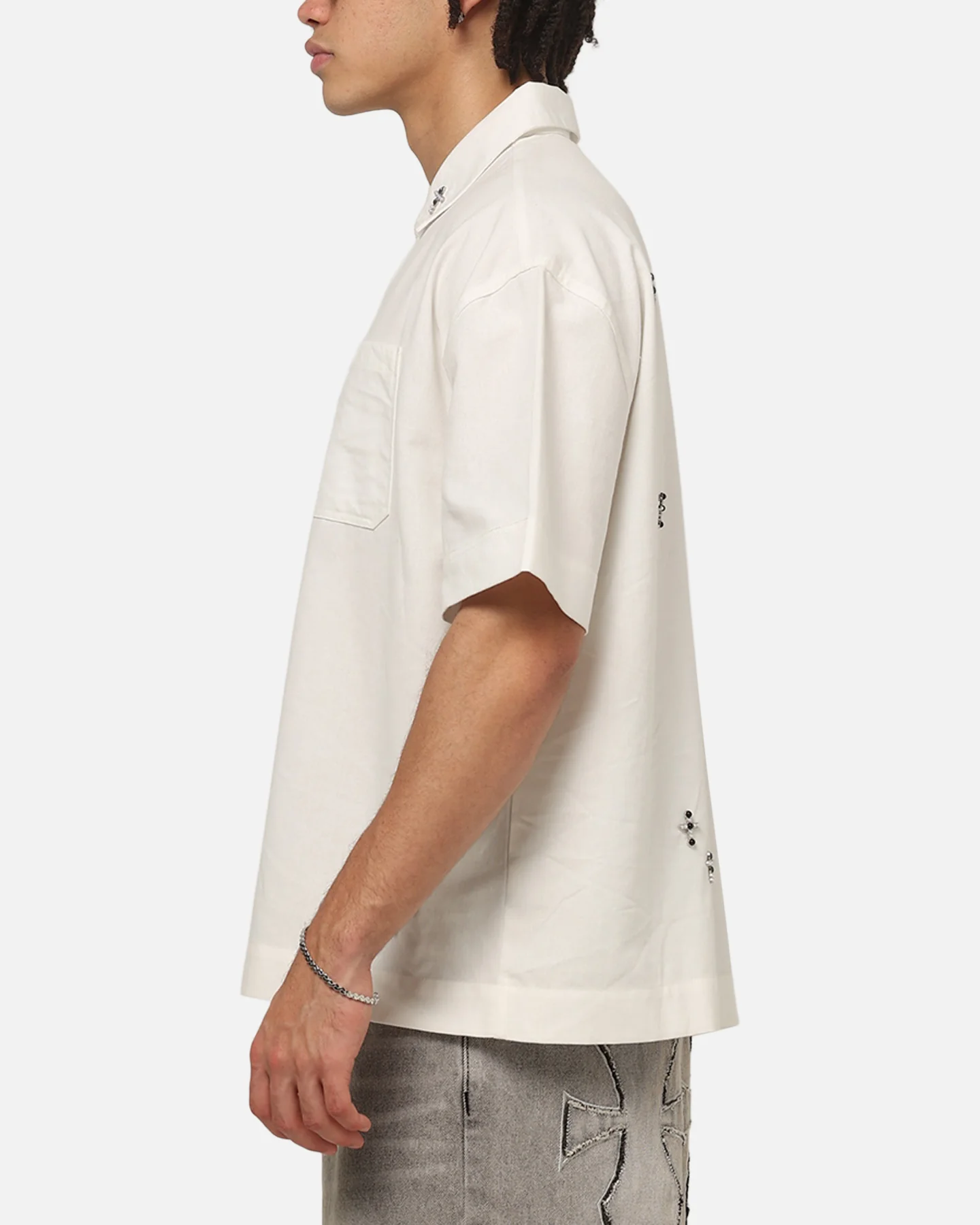 Saint Morta Credo Linen Button Up Shirt Off White - Image 5