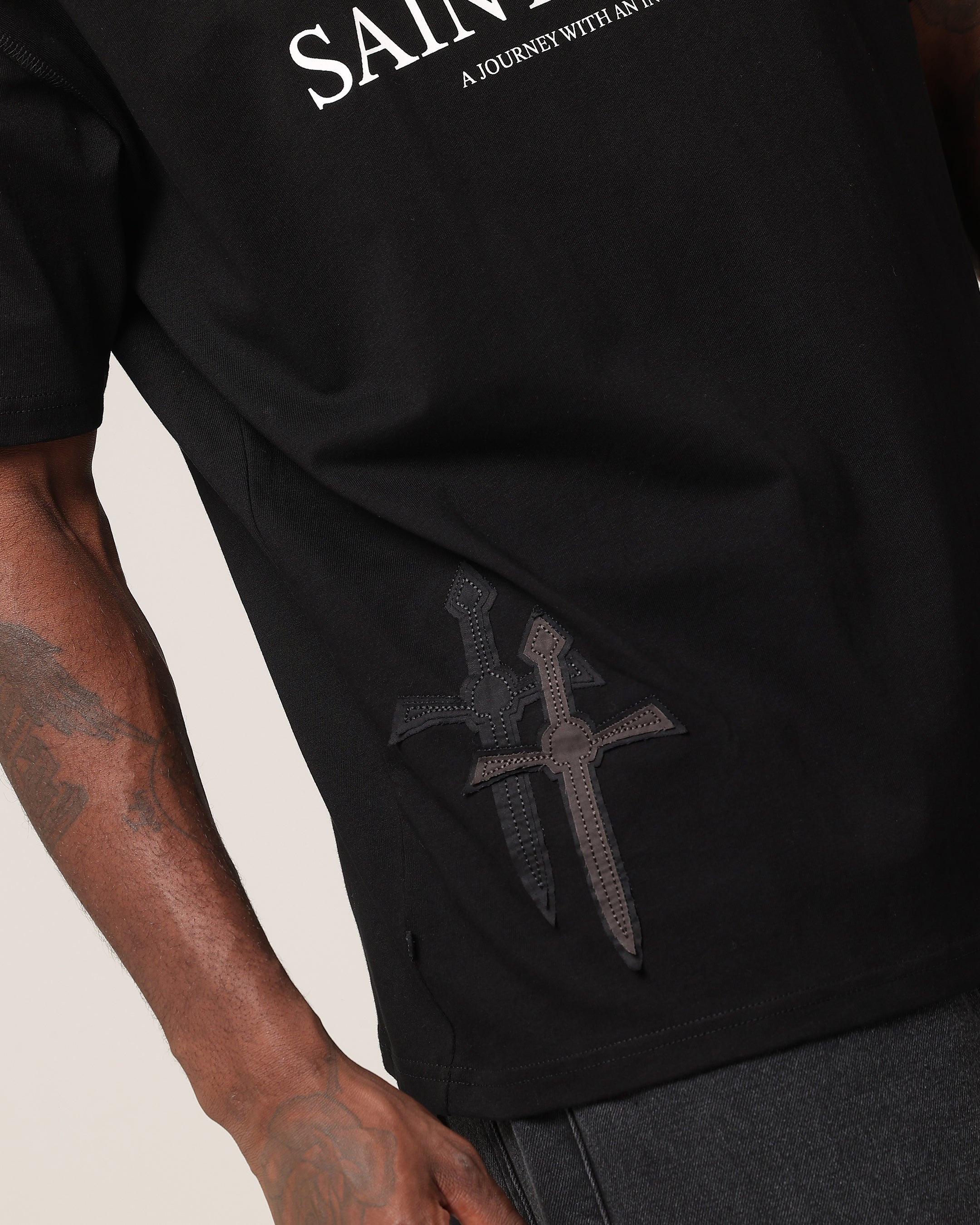 Saint Morta Crossfire Boxy T-Shirt Black - Image 6