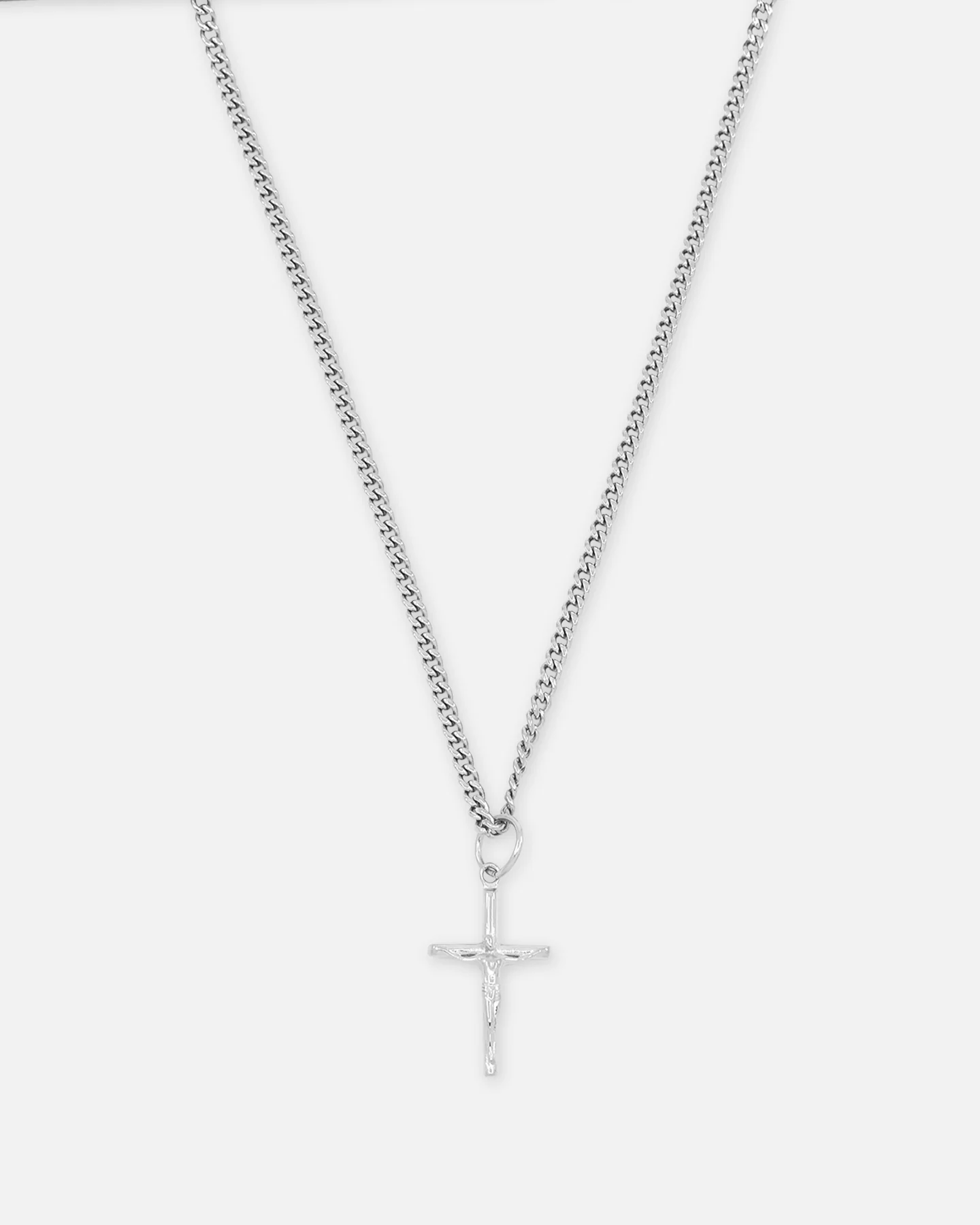 Saint Morta Crucifix Cuban Necklace White Gold - Image 2