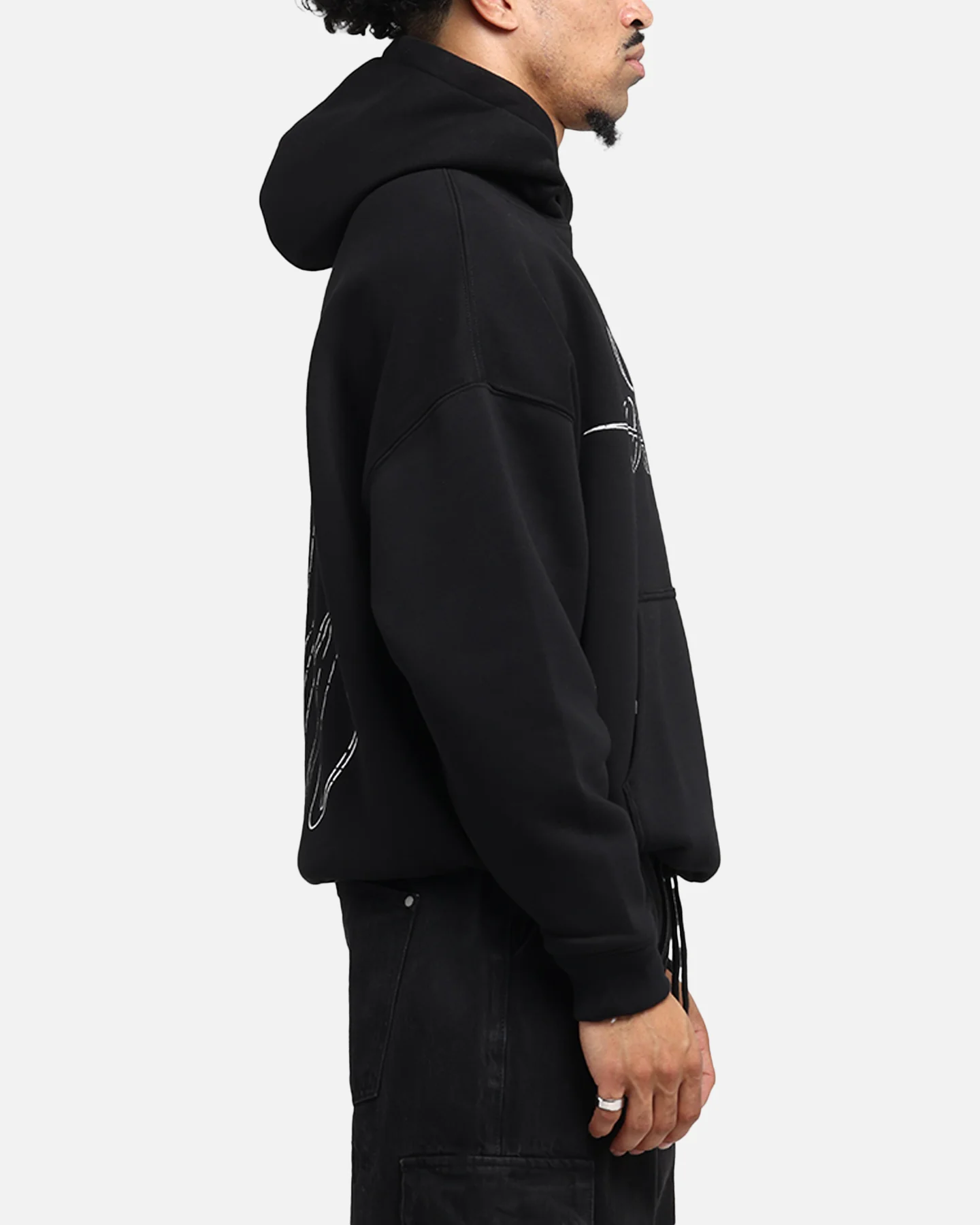 Saint Morta Cursive Boxy Hoodie Black - Image 5