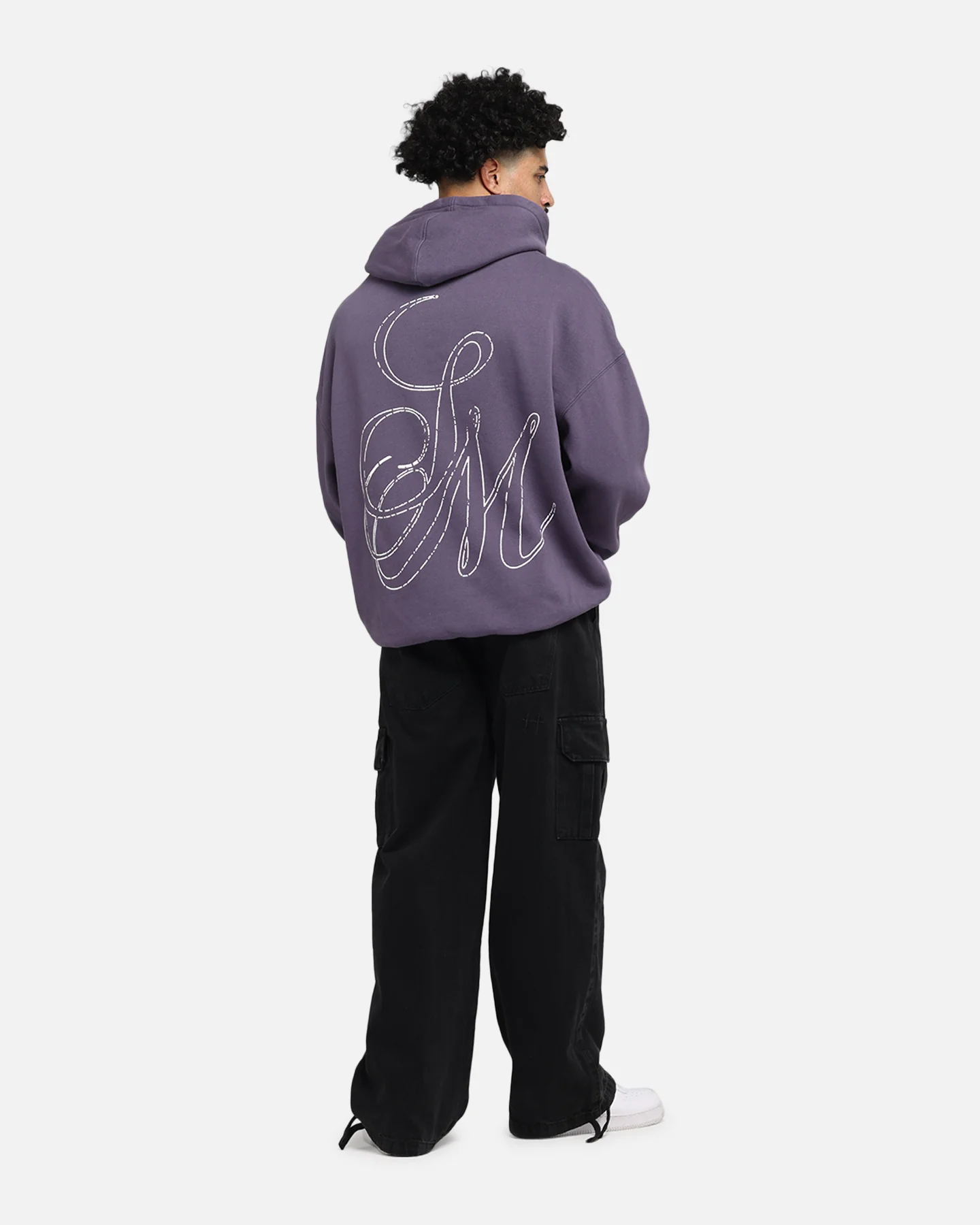 Saint Morta Cursive Boxy Hoodie Purple - Image 4