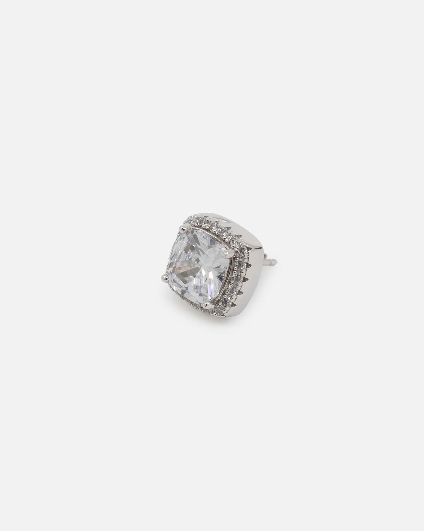 Saint Morta Cushion Cut Halo Earrings Iced White Gold - Image 7