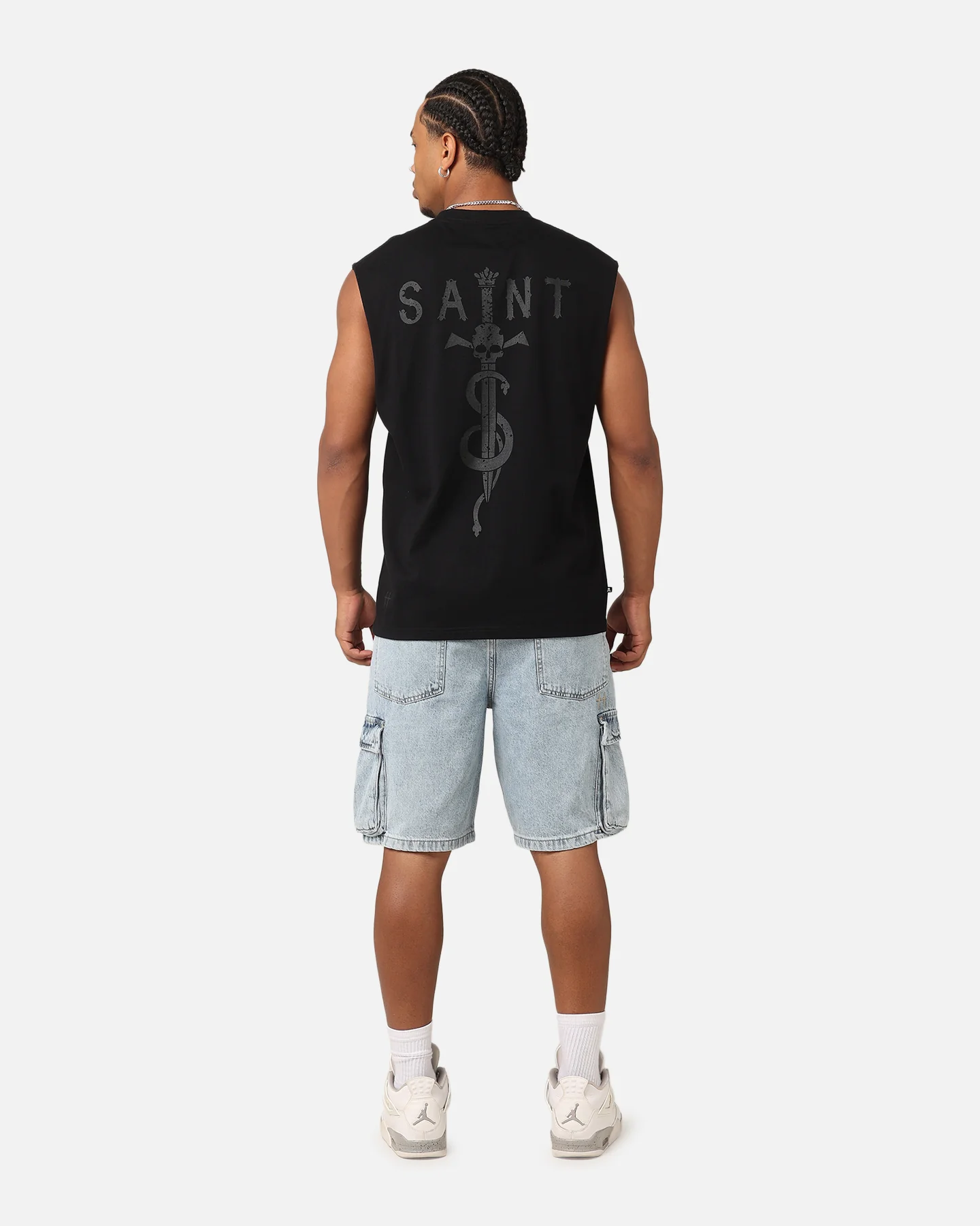 Saint Morta Daggers Oversized Muscle T-Shirt Black/Black - Image 3