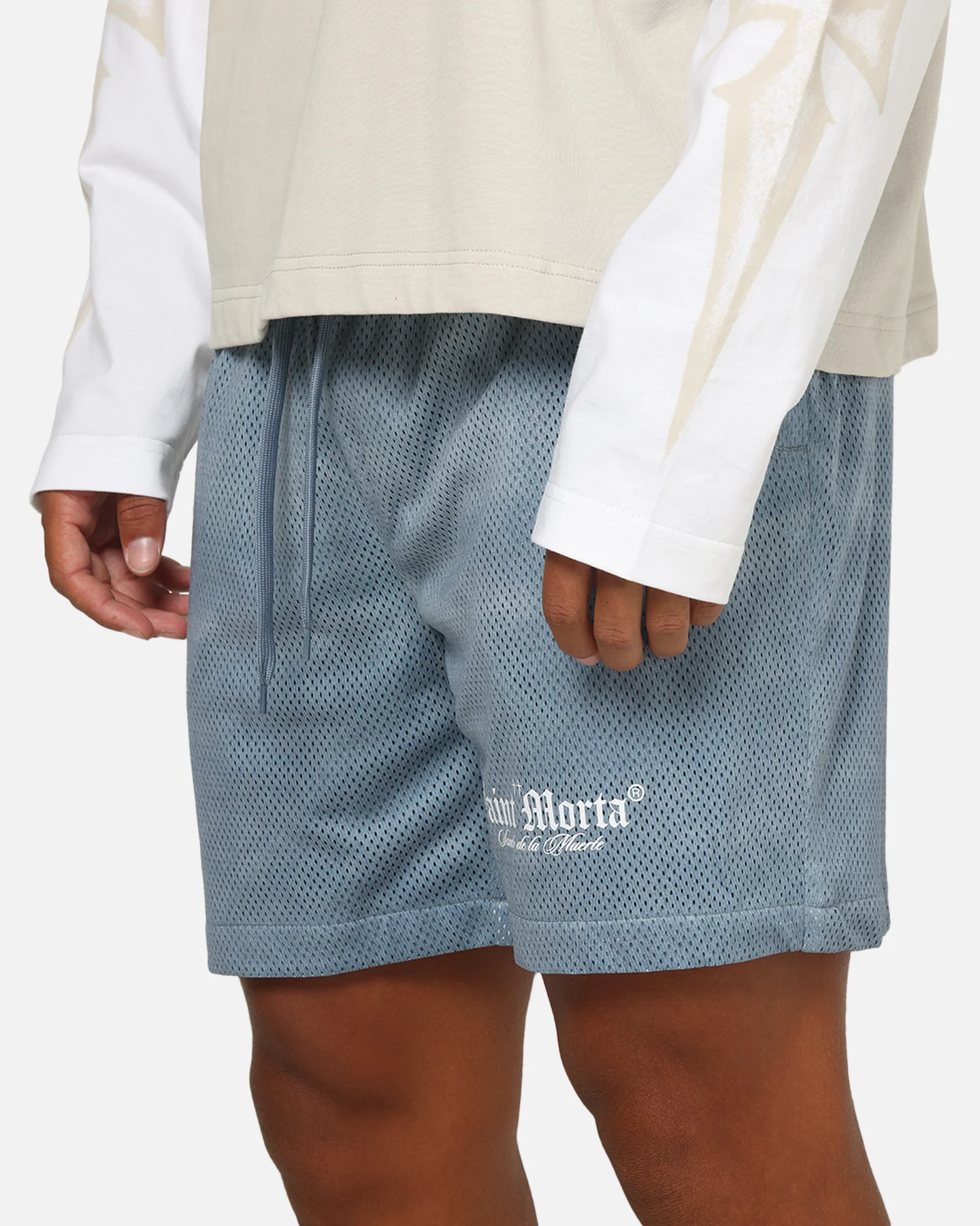 Saint Morta Dead Wash Mesh Shorts Denim Blue - Image 4