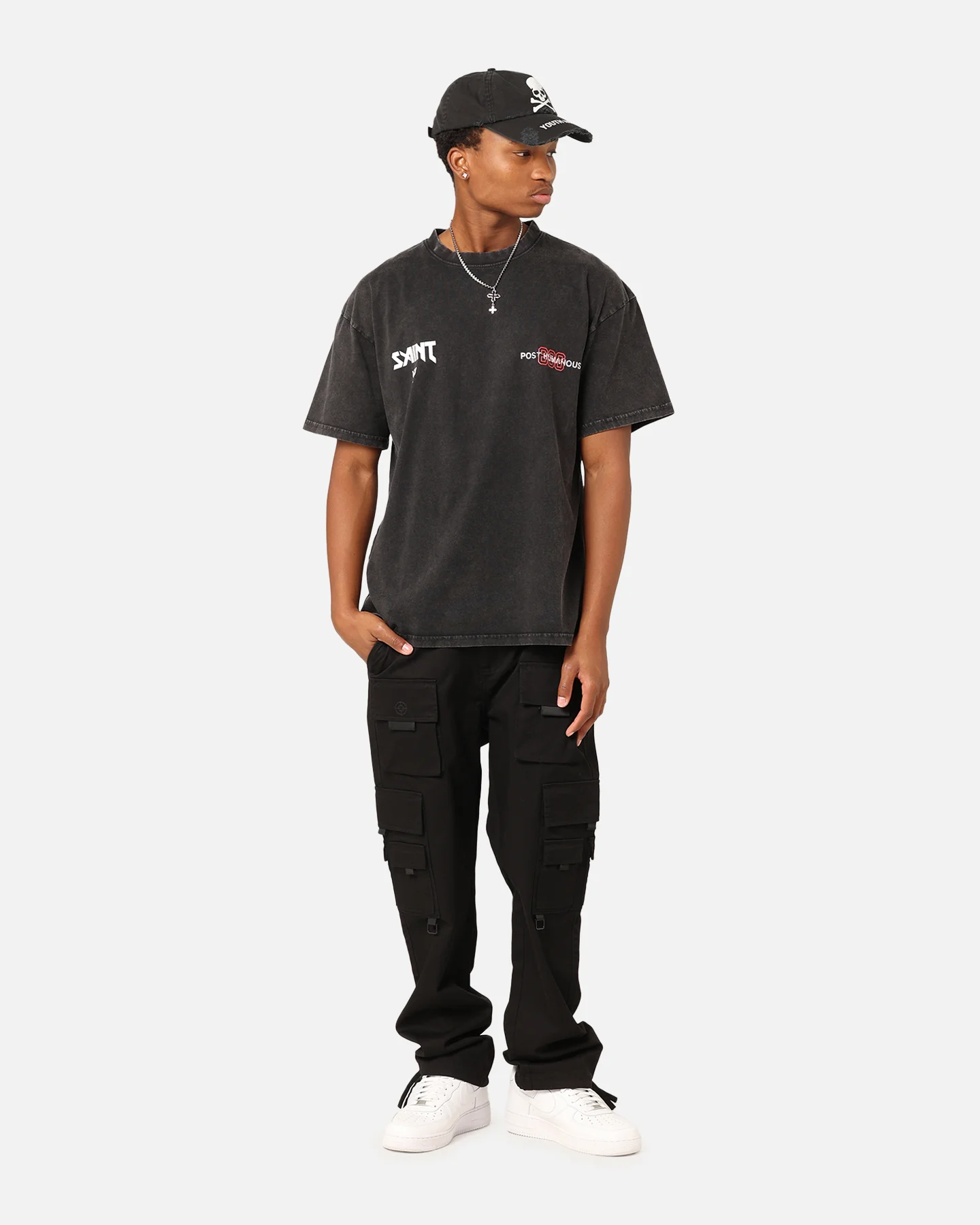 Saint Morta Death Wish Patrol T-Shirt Black Acid Wash - Image 4