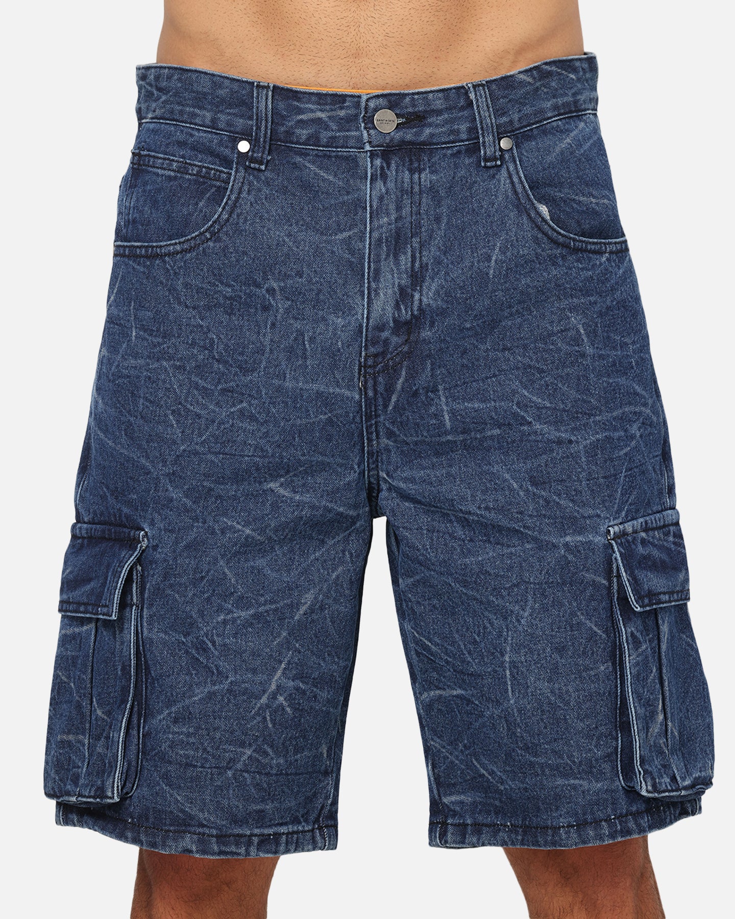 Saint Morta Denim Cargo Shorts Crinkle Stonewash - Image 7
