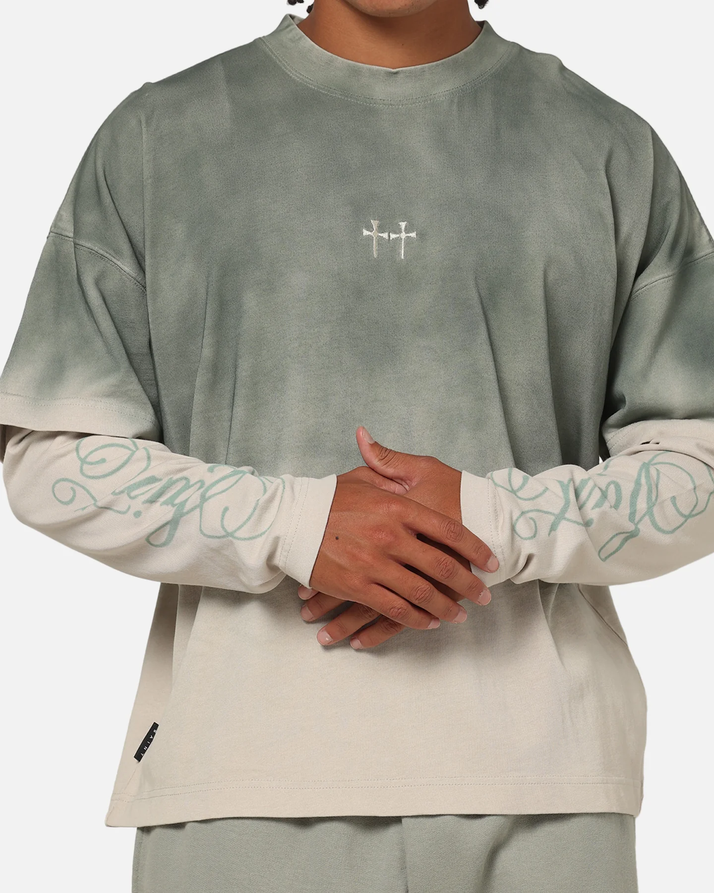 Saint Morta Divine Regiment Long Sleeve T-Shirt Green/Off White - Image 6