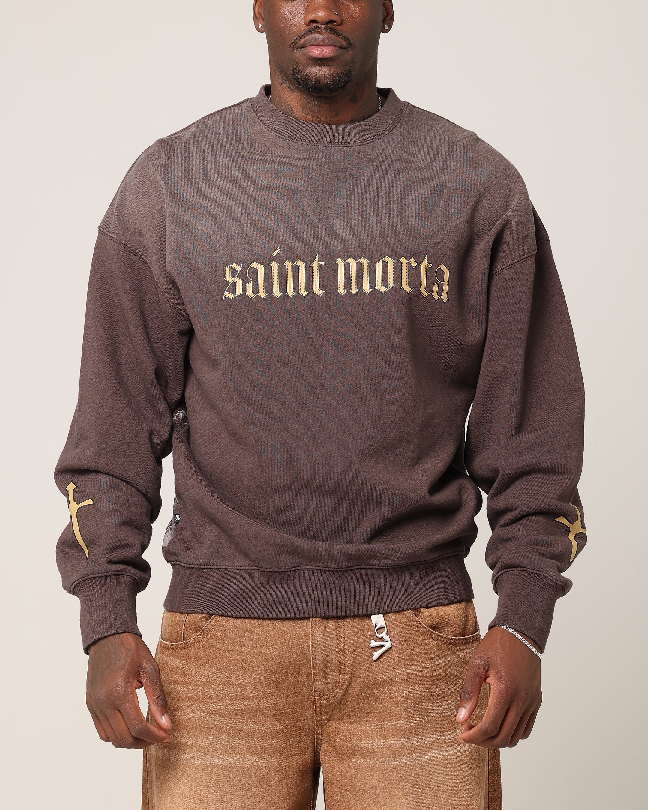Saint Morta Divine Reverence Boxy Crewneck Brown - Image 2