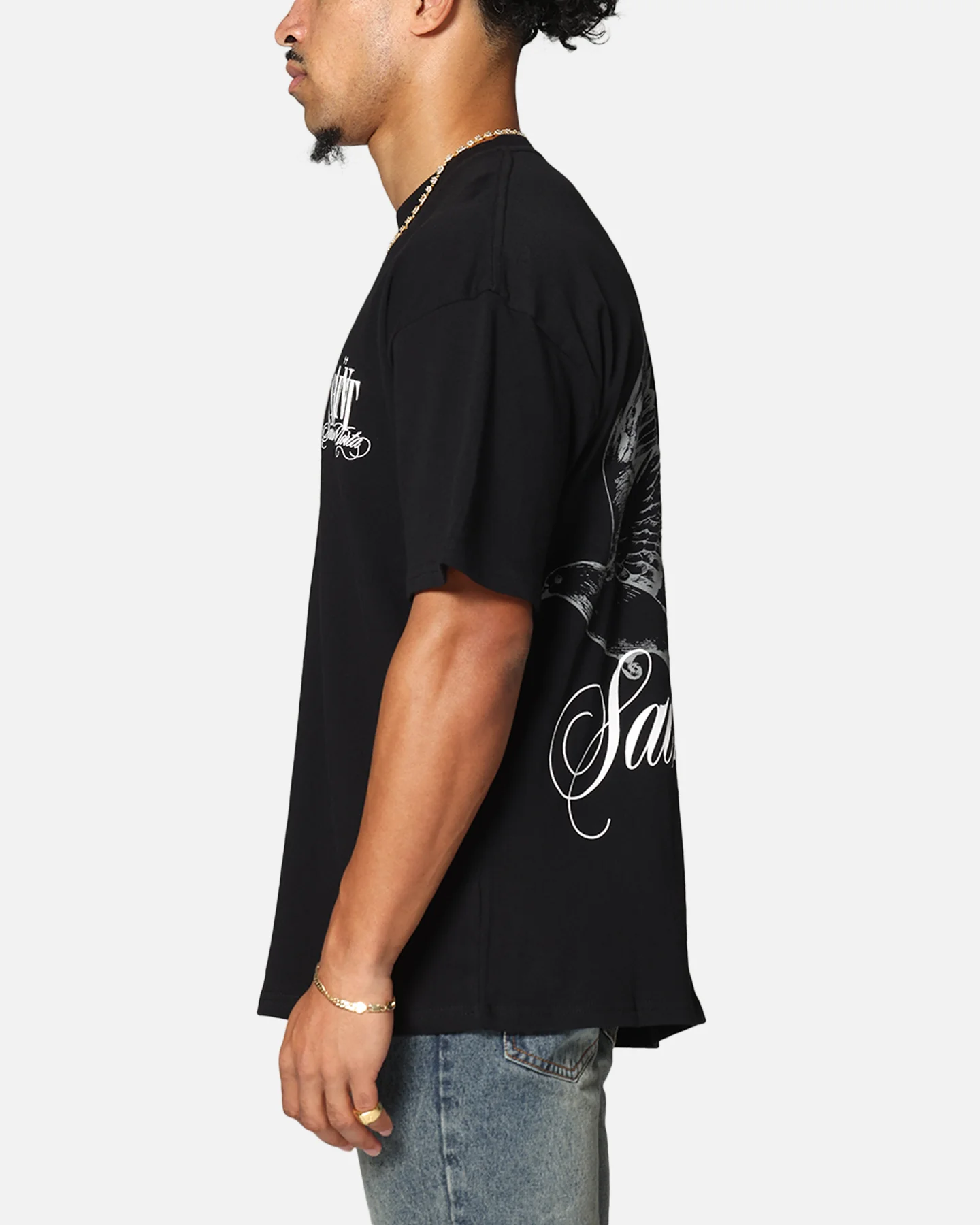 Saint Morta Dover Drop Shoulder T-Shirt Black - Image 6