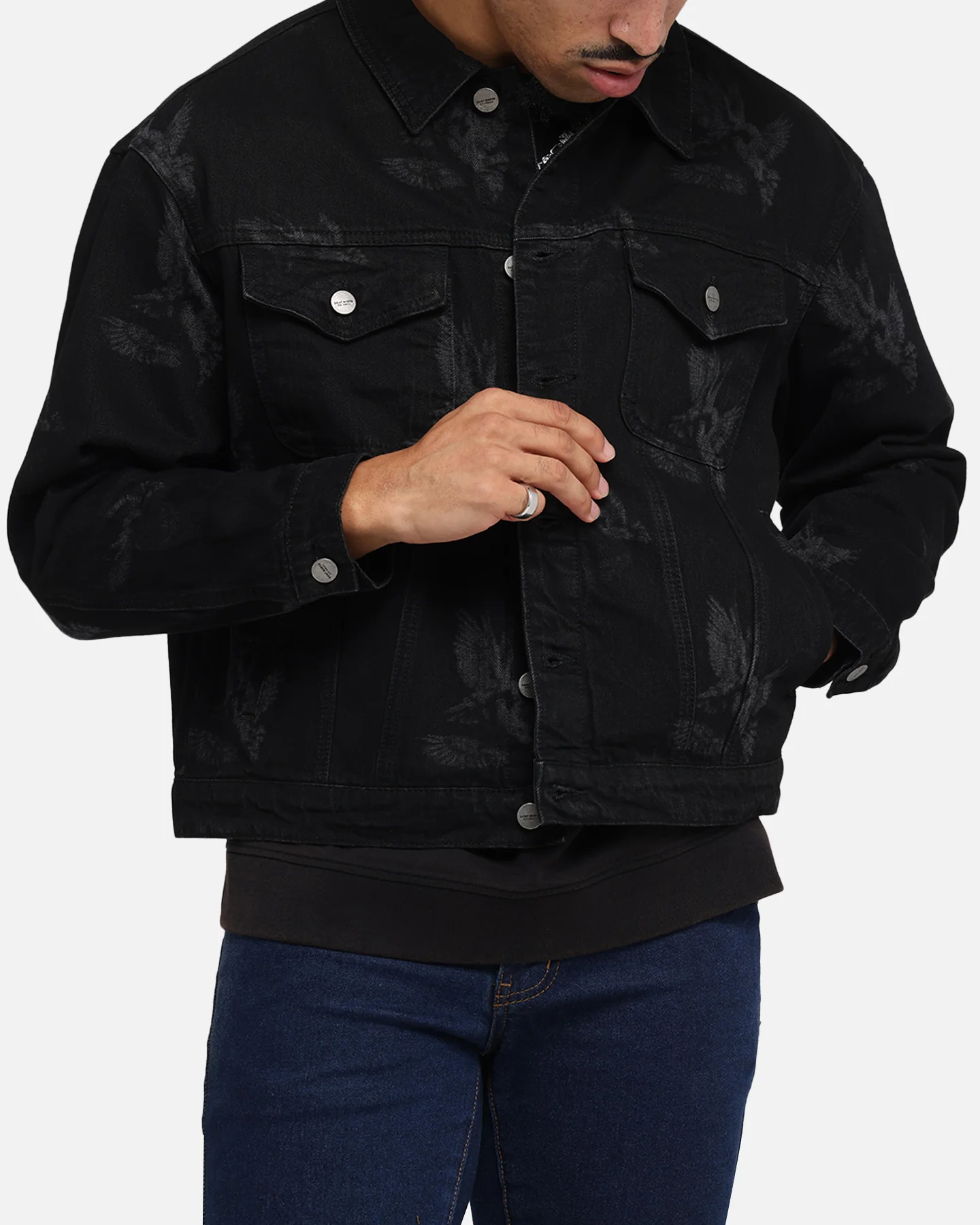 Saint Morta Doves Denim Jacket Black Shadow - Image 6