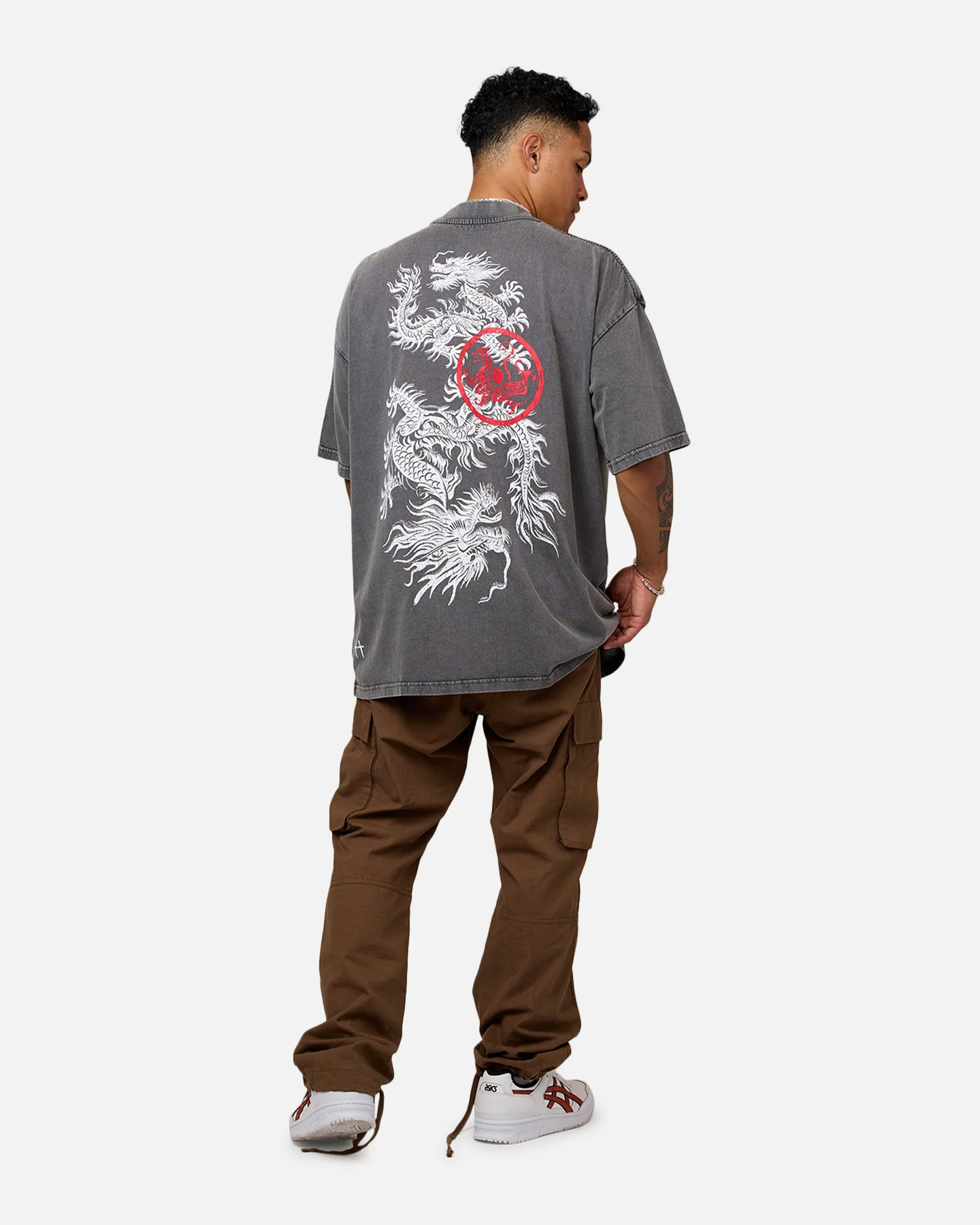 Saint Morta Dragon Mock T-Shirt Washed Charcoal - Image 3