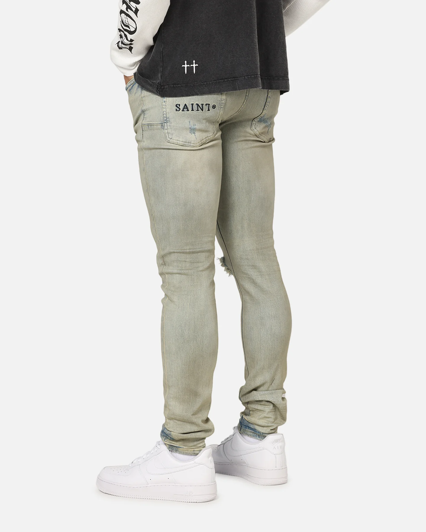 Saint Morta Dynasty Dirty Distressed Jeans Dirty Denim - Image 6