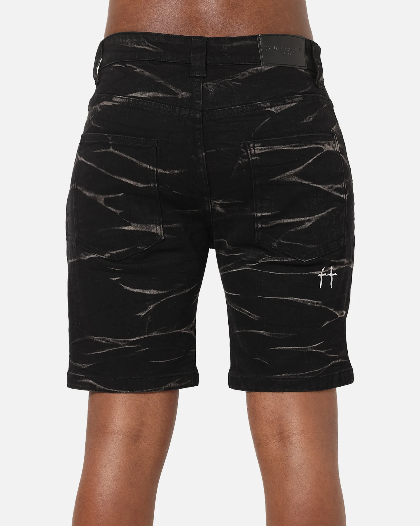 Saint Morta Dynasty Thrash V2 Denim Shorts Acid Wash Black - Image 8
