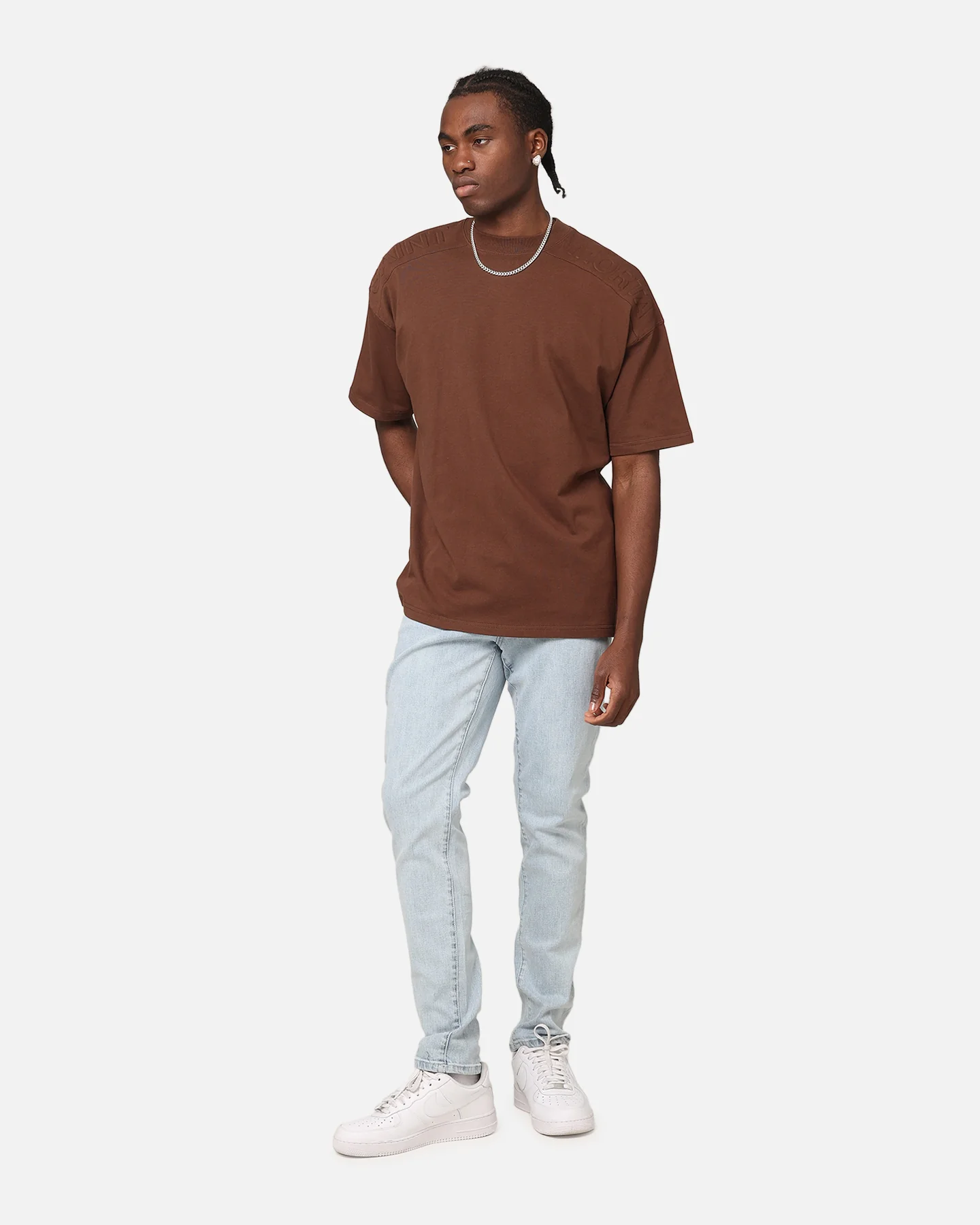 Saint Morta Emboss Boxy T-Shirt Dark Brown - Image 2