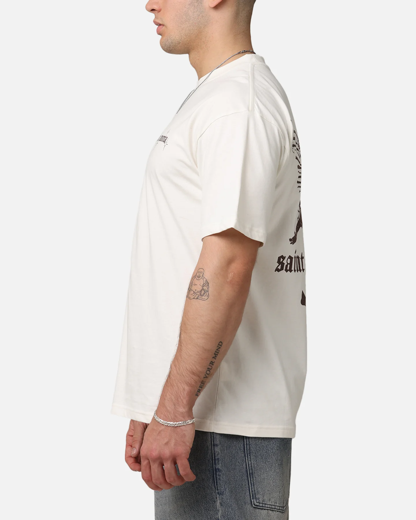Saint Morta Ethereal Drop Shoulder T-Shirt Off White - Image 6