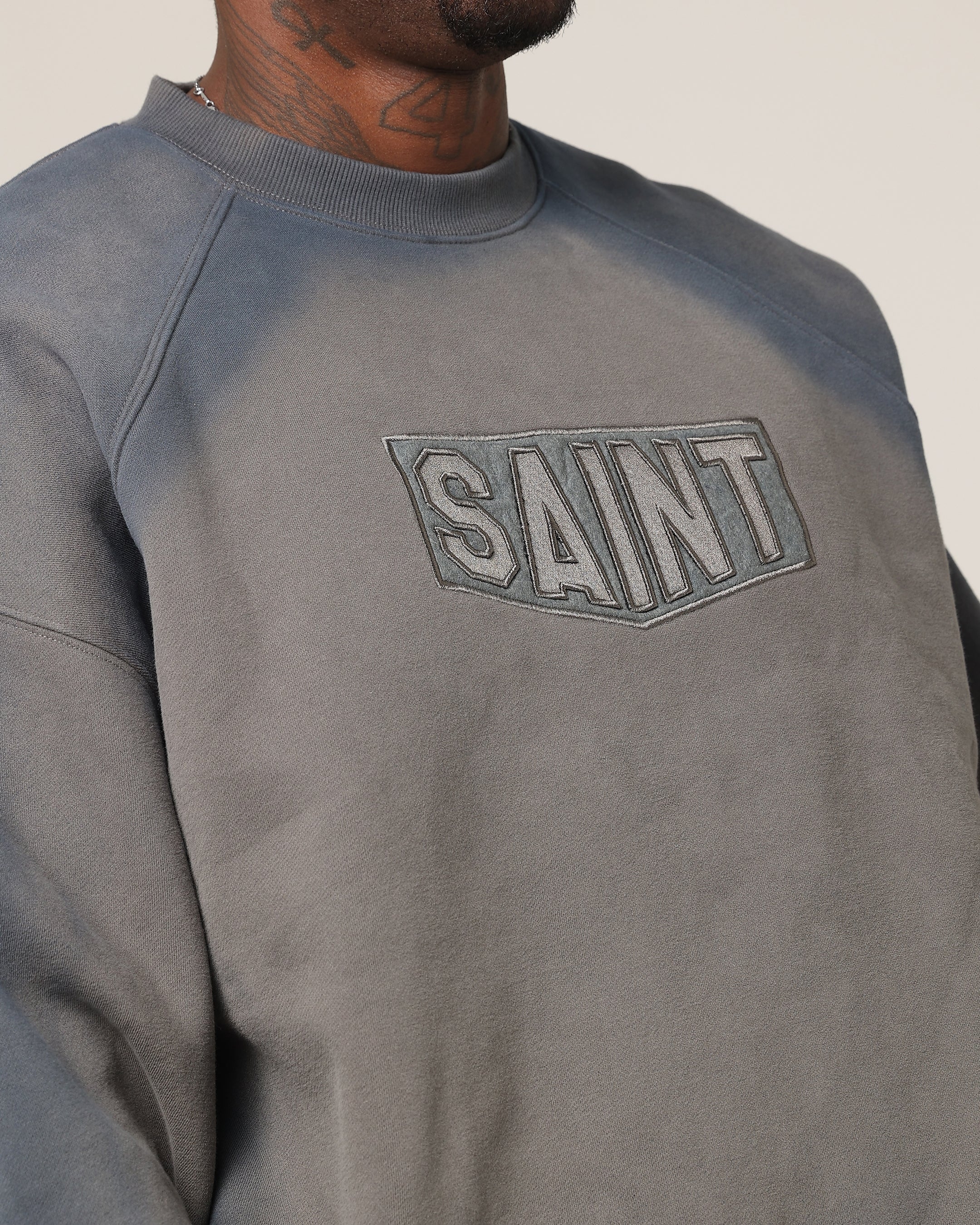 Saint Morta Faded Motor Crewneck Charcoal - Image 6