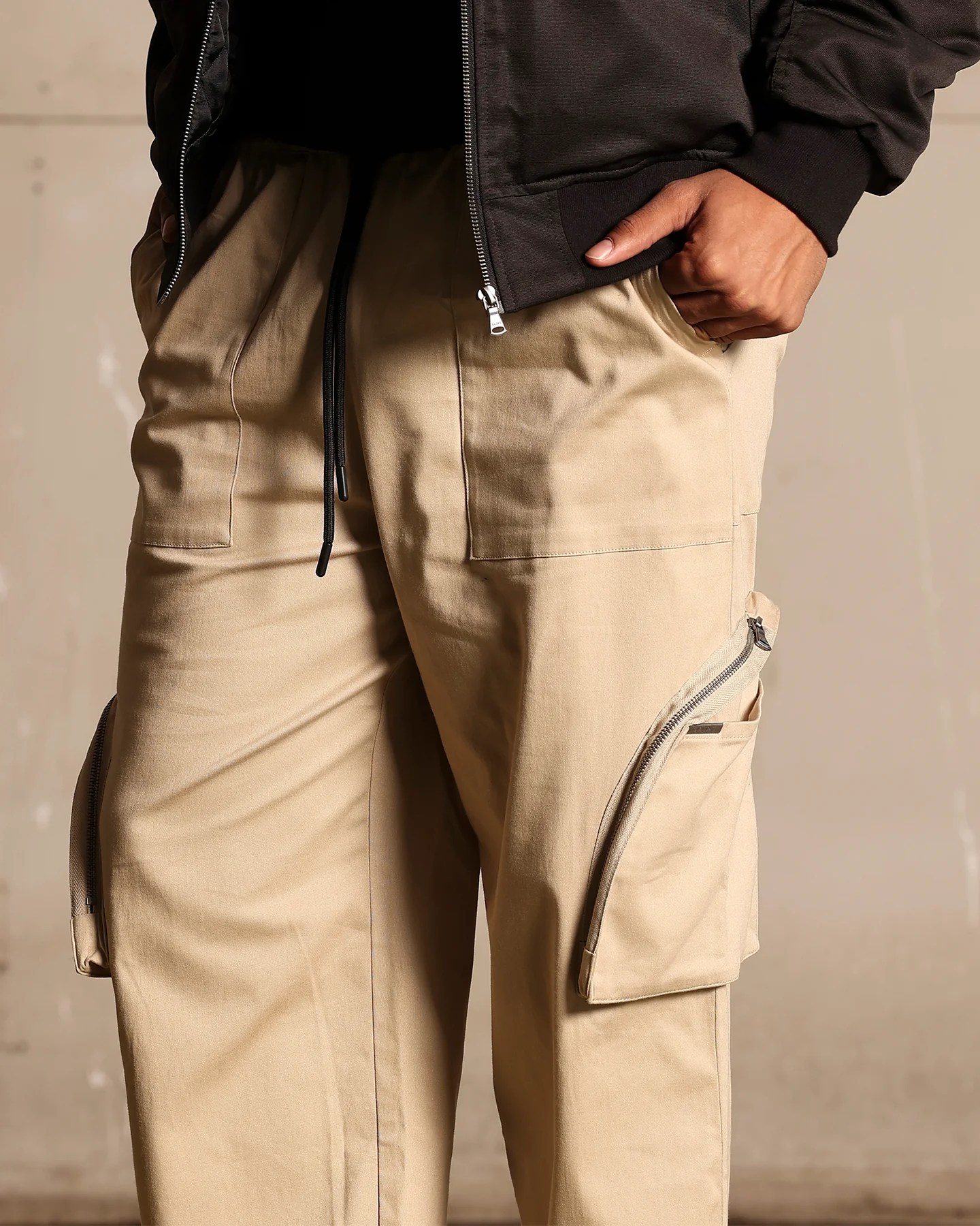 Saint Morta Gallery Zip Cargo Pants Stone - Image 4