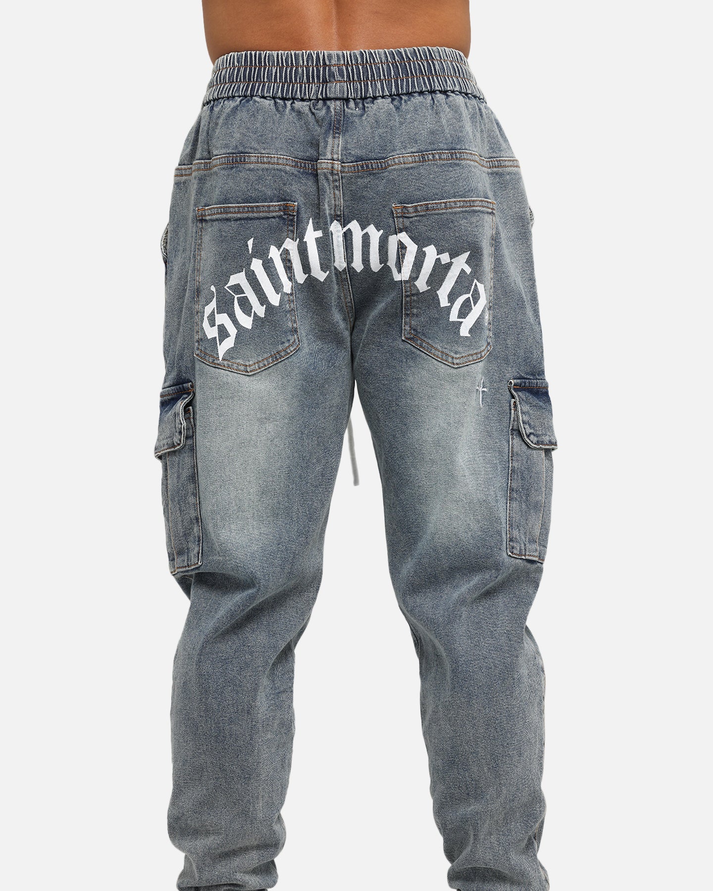 Saint Morta Gothic Cargo Joggers Dirty Denim - Image 8