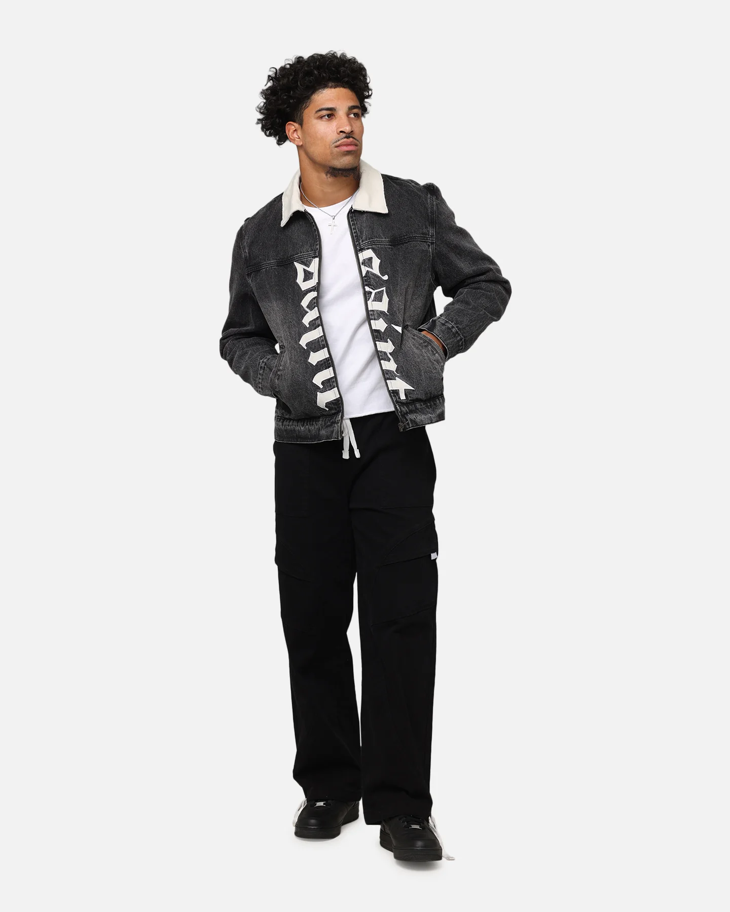 Saint Morta Gothic Distressed Denim Jacket Black Shadow - Image 2