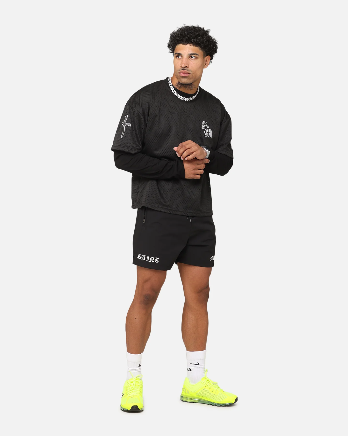 Saint Morta Gothic Mesh Layered Long Sleeve Jersey Black - Image 3