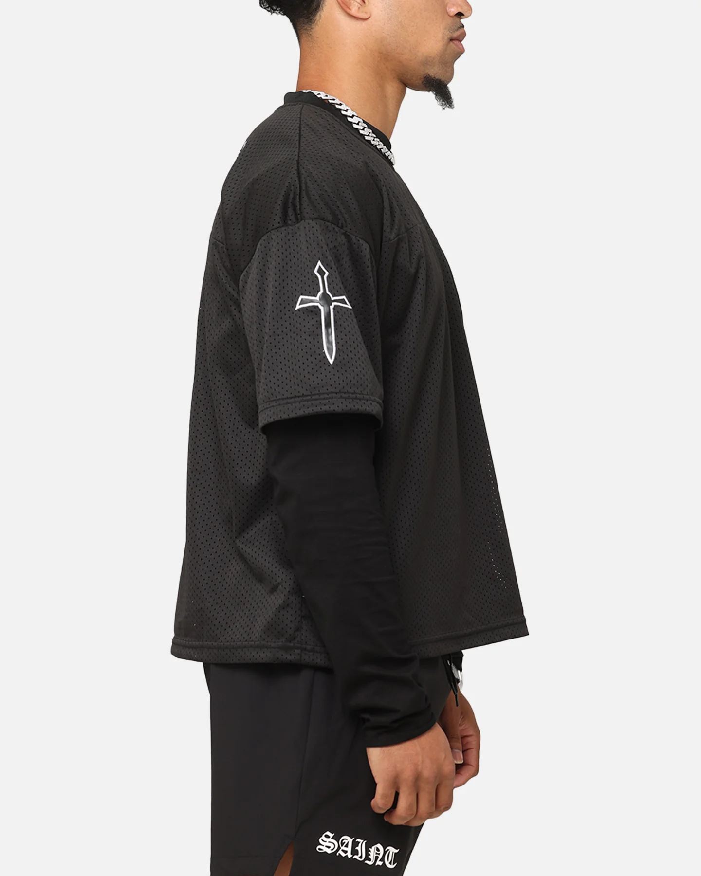 Saint Morta Gothic Mesh Layered Long Sleeve Jersey Black - Image 5