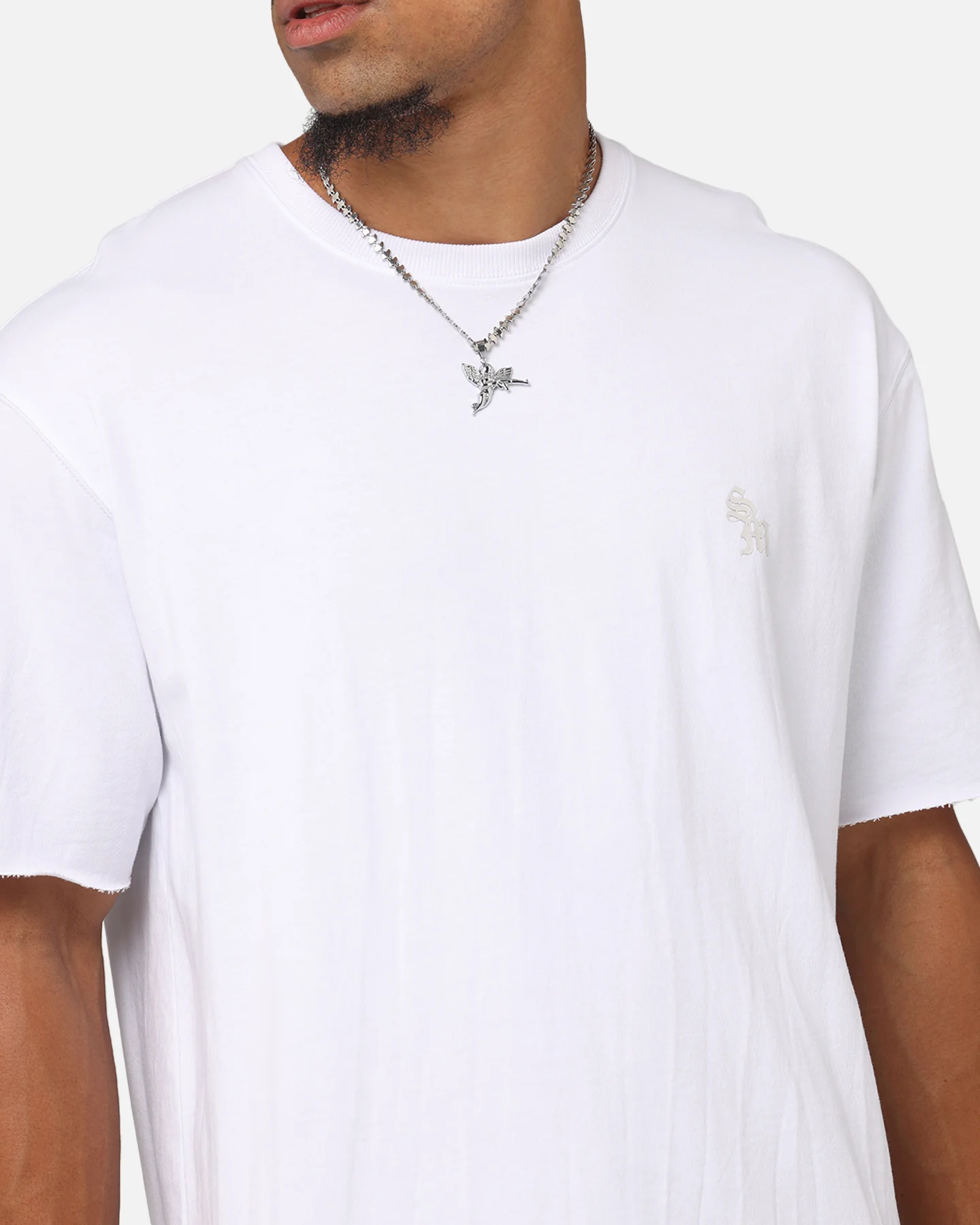 Saint Morta Gothic Monogram Box T-Shirt White - Image 6